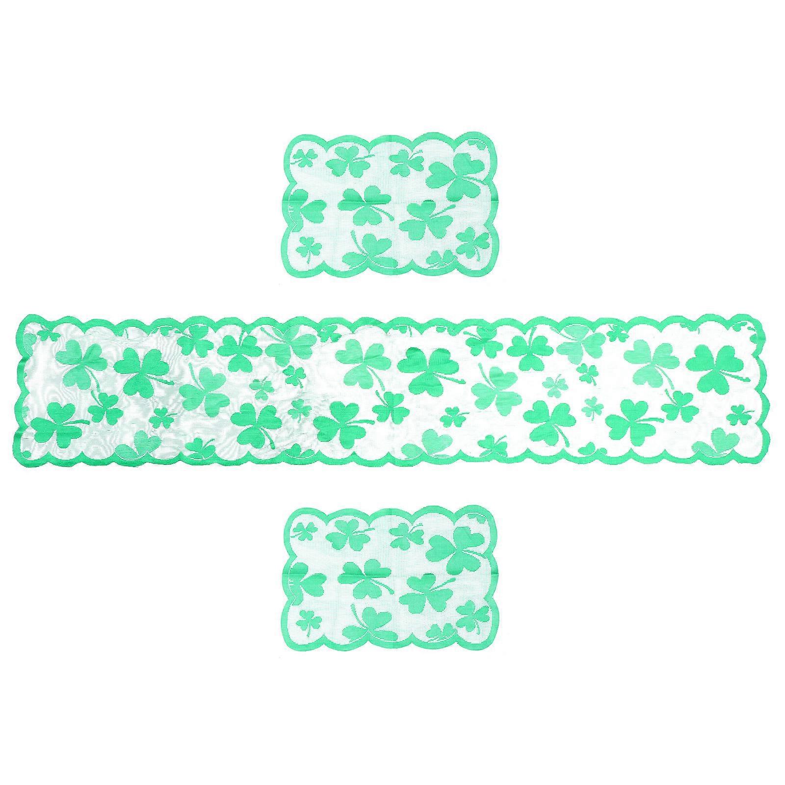Patricks Table Mats Rectangular Protective Shamrock Patrick's Day Table Decoration Mats Light Green 30x45cm 1 Set