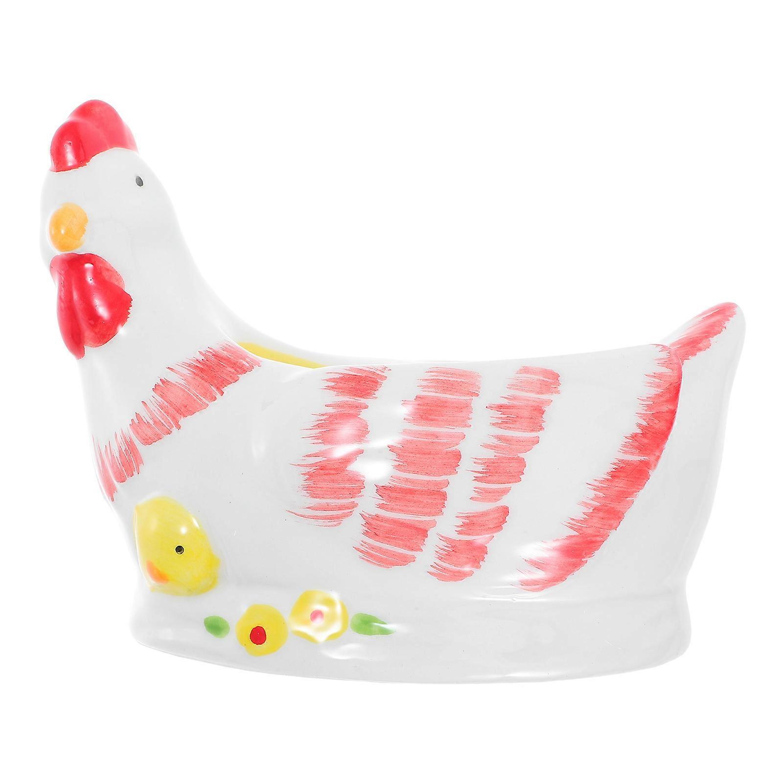 Vintage Crackle Glaze Ceramic Rooster Egg Holder Cup Shaped Tableware Easter 1Pcs