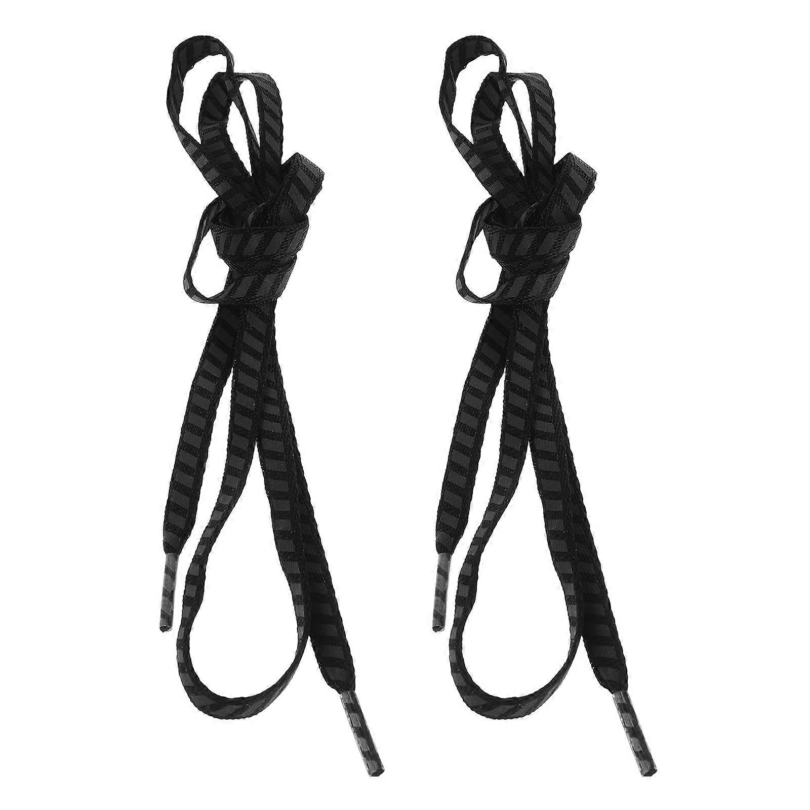 Shoe Laces For Sneakers Reflective Shoelaces Nighttime Safety Black Color Flat Shape 2Pairs