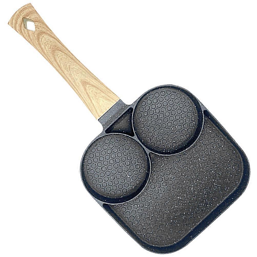 Non Stick Multi Compartment Egg Frying Pan with Heat Resistant Handle, Energy Saving Breakfast Skillet for Bacon, Pancakes, Steak, Compatible with