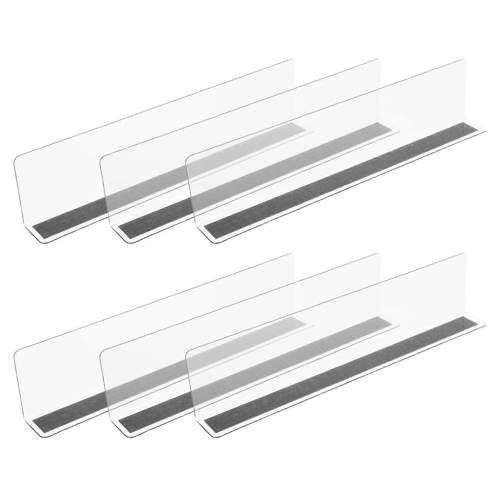 Clear Divider Shelf Dividers Supermarket Shelf Organizers L-Shaped Transparent 6Pcs