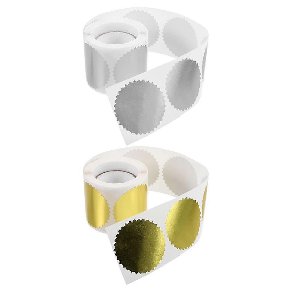Custom Book Embosser Labels Gold Notary Seal For Classrooms Round Shape Glassine Paper 2 Rolls