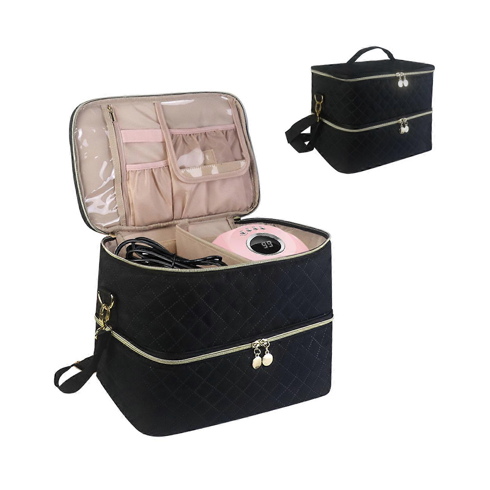 Professional Nail Polish Organizer, Large Capacity Storage Case For 40-50 Bottles, Double Layer Design, Portable And Durable, Adjustable And