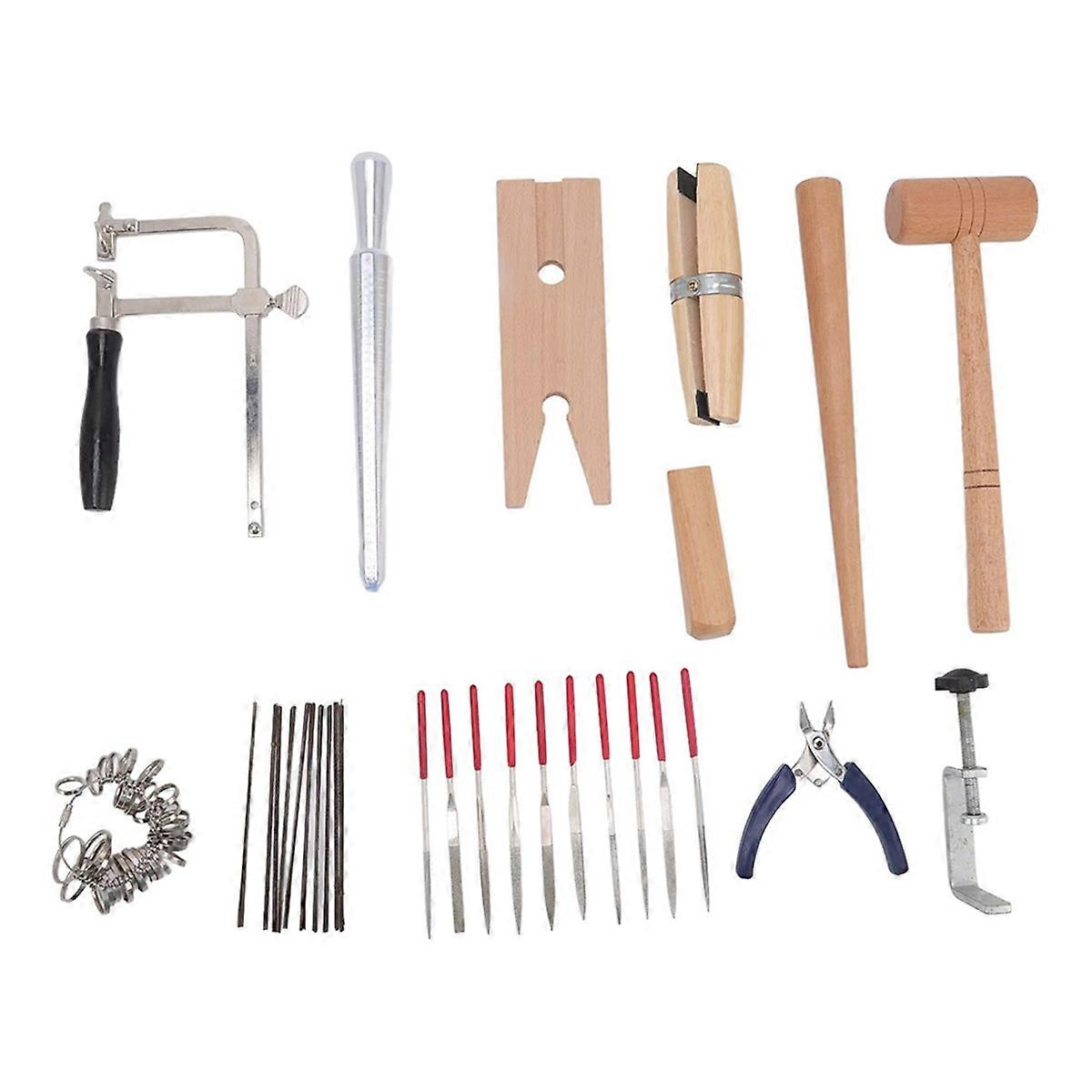Jewelry Making Tools for Jewelers Wire Cutters Needle File and Ring Mandrel Kit with Metal Gavel an