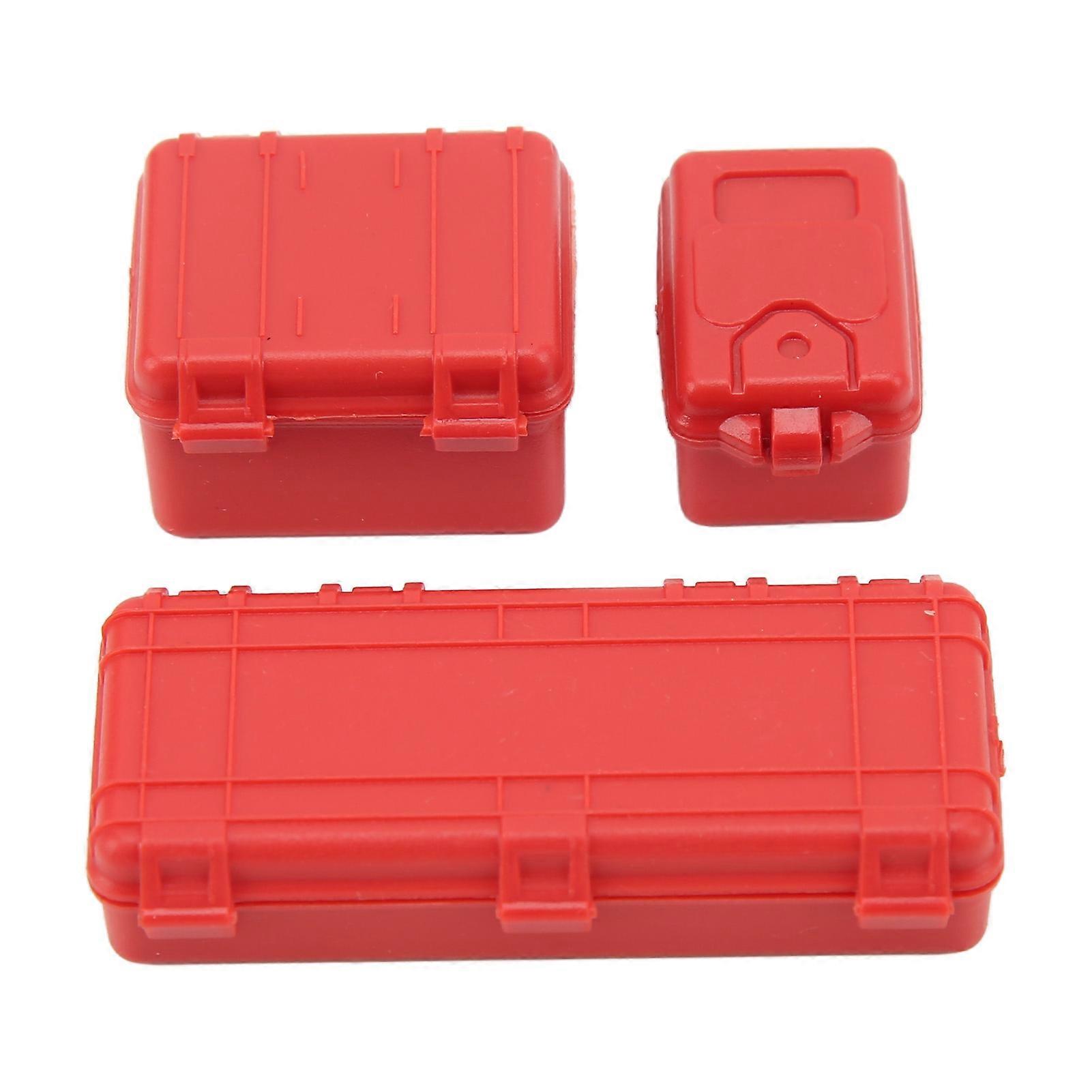 3 Pcs RC Car Simulation Luggage Case Large Medium Small RC Crawler Suitcase Decoration for 1/18 1/24 Red