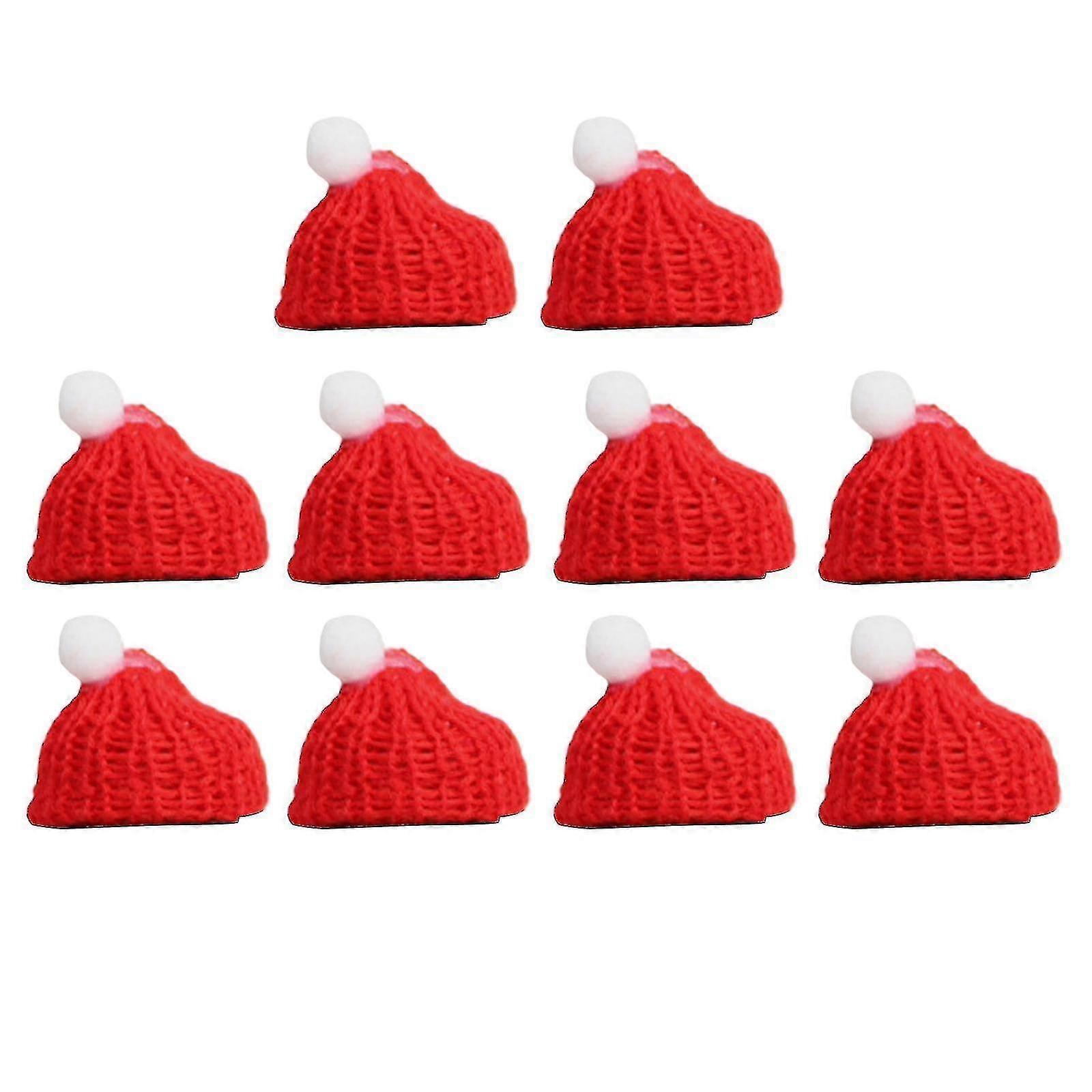 10pcsミニクリスマスハットスカーフセットボトルハットギフトタグドールDIYクラフトビッグハットc-ビッグハット