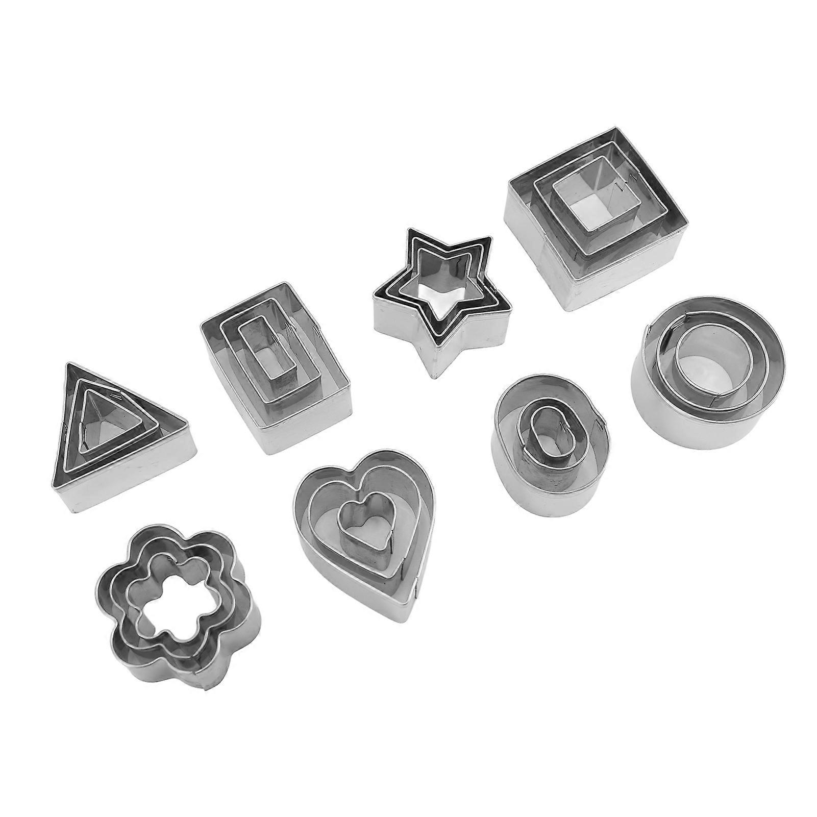 Cookie Cutters Set Round Star Flower Heart Square Rectangle Triangle Stainless Steel Cutters for Baking 