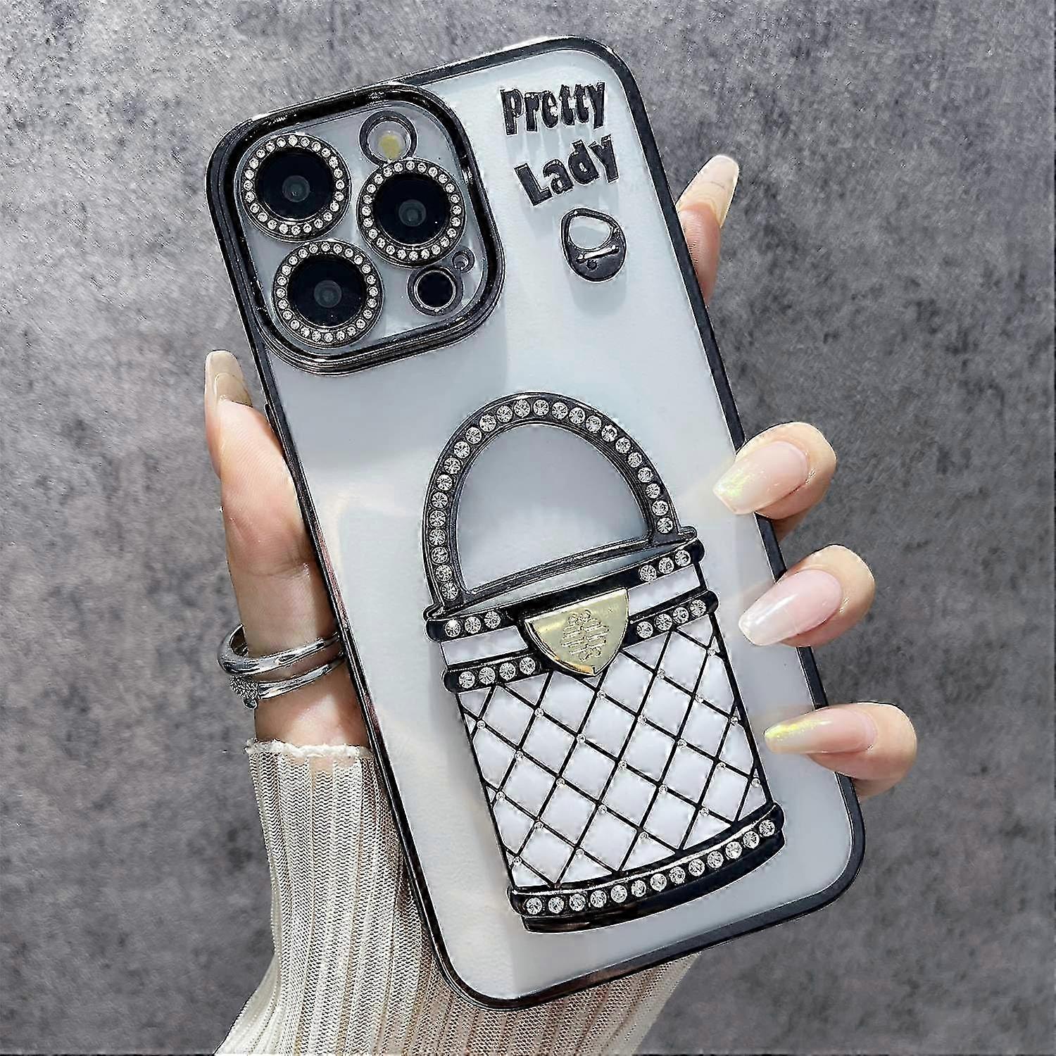 Case with Mirror Kickstand for Certain Brand TPU+PC Mobile Back Cover Design