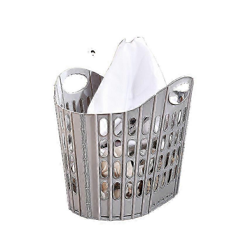 Flat Easy Store Laundry Basket Hamper, Dark Grey