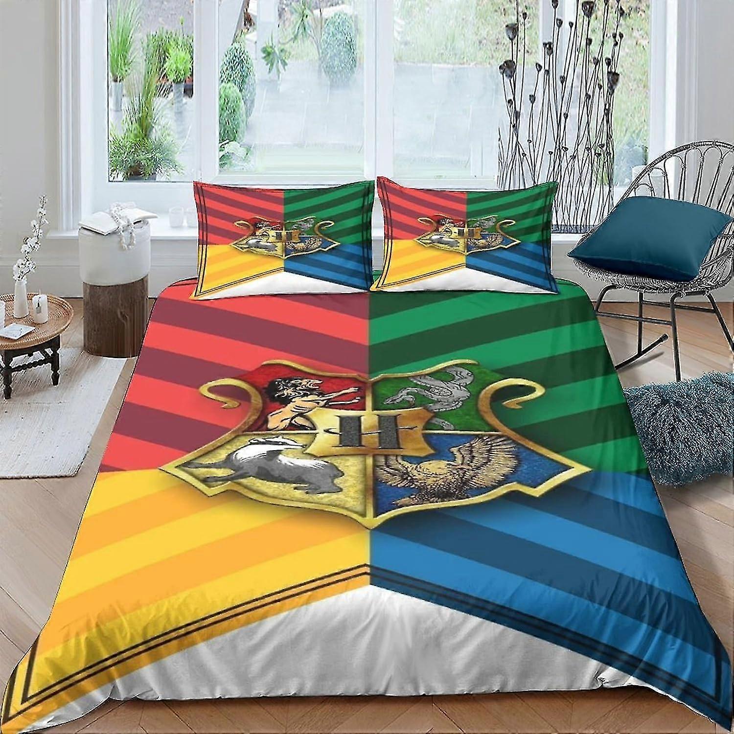 Magic Academy Bedding Badge Duvet Cover 3D Print Comforter Cover for Teens Microfiber 3-Piece Quilt Cover King Size