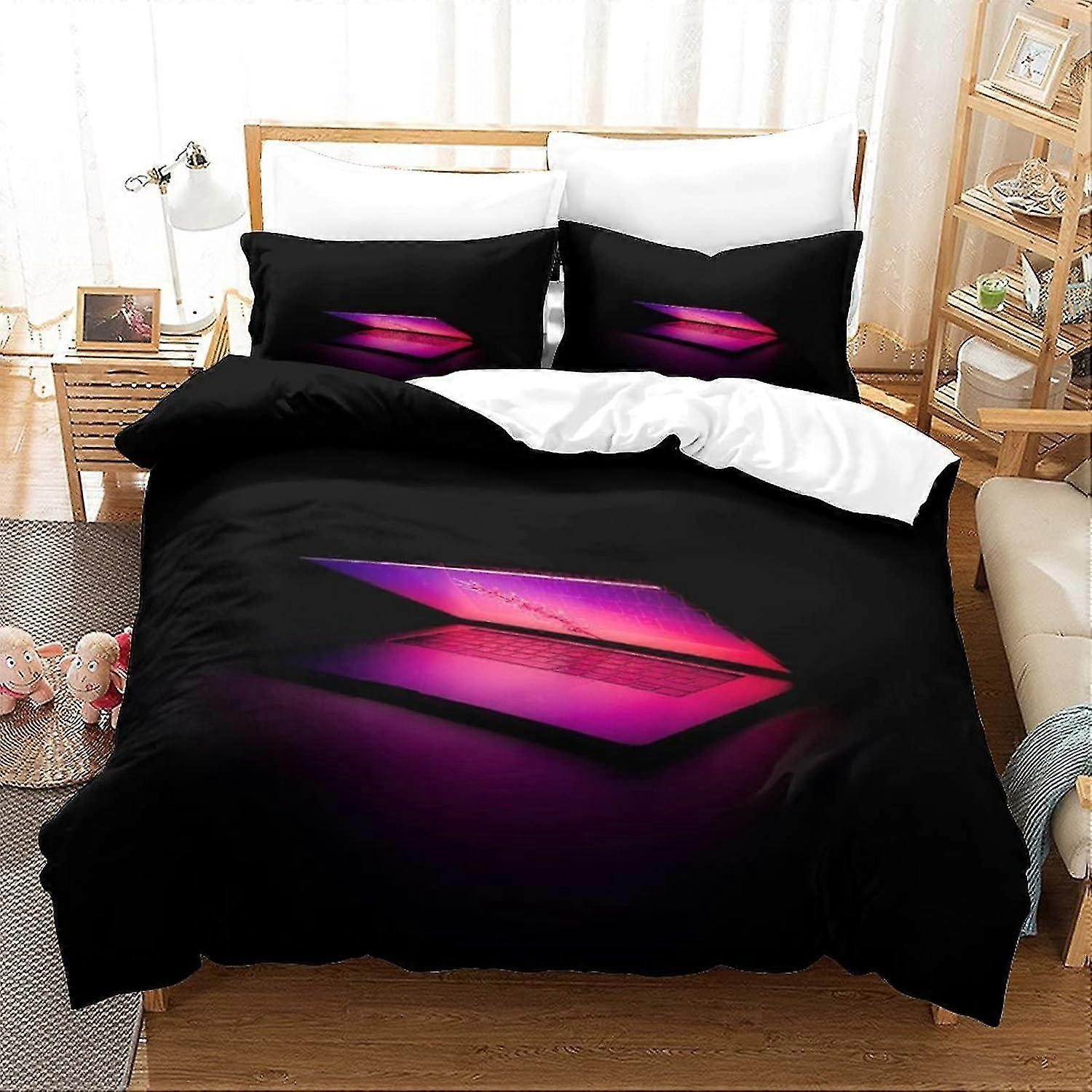 Zestaw poszewek na kołdrę z nadrukiem 3D Glow do laptopów, miękki, lekki zestaw pościeli z mikrofibry z zapięciem na zamek błyskawiczny