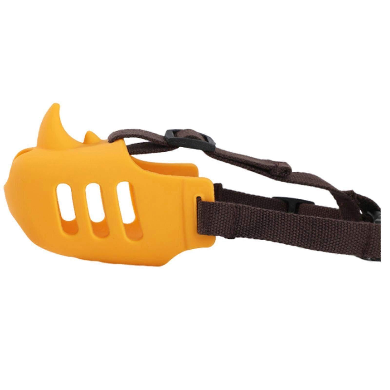 Adjustable Silicone Dog Muzzle Guard for Aggressive Dogs, Secure Training Cover to Stop Biting, Comfortable Fit for Public Use, Lemon Yellow Size M