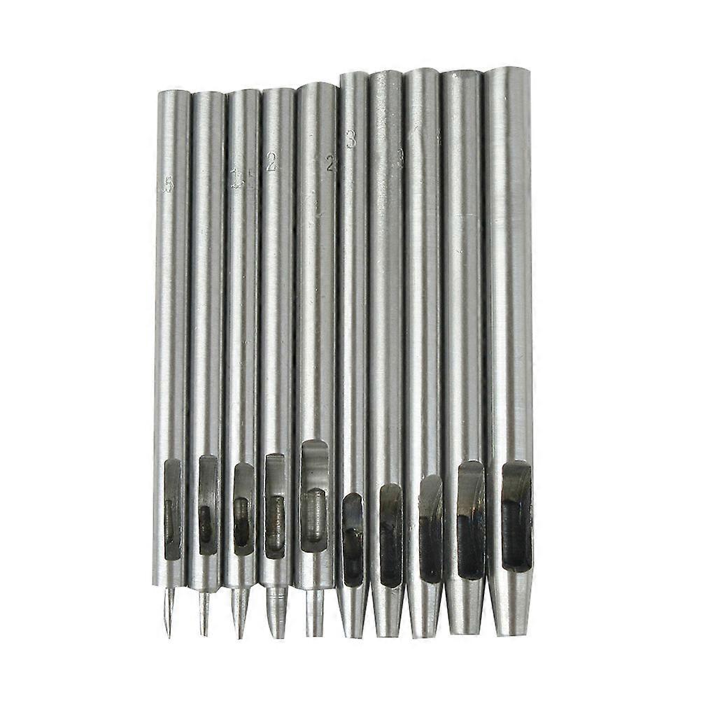 Steel Hollow Punching Set Circle Punch for Professionals Hobbyists Diy Enthusiasts Silver 10 Pcs