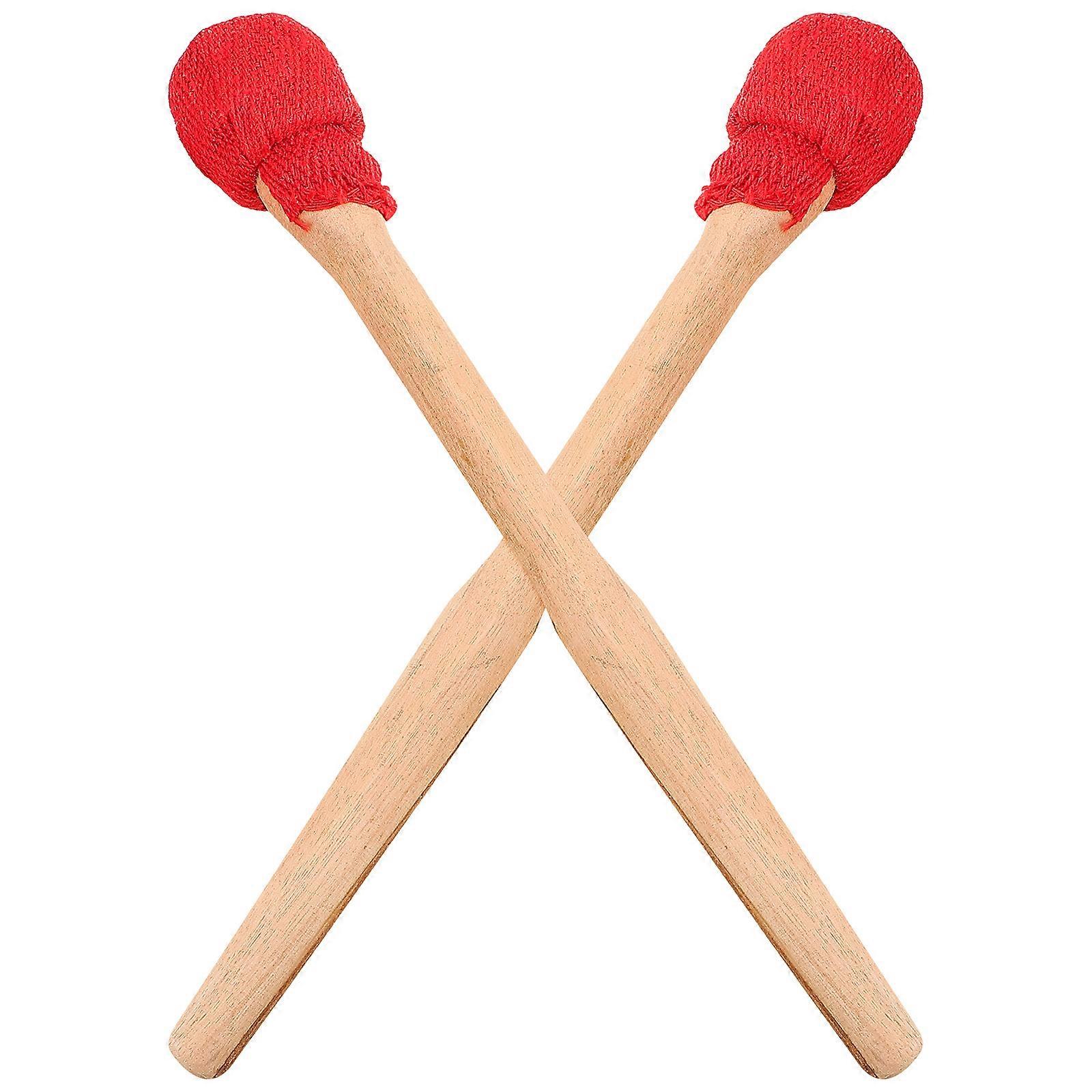 Percussion Sticks Drum Mallets Traditional Design Red Color Round Handle 24.50X3.50X3.50CM 2Pcs