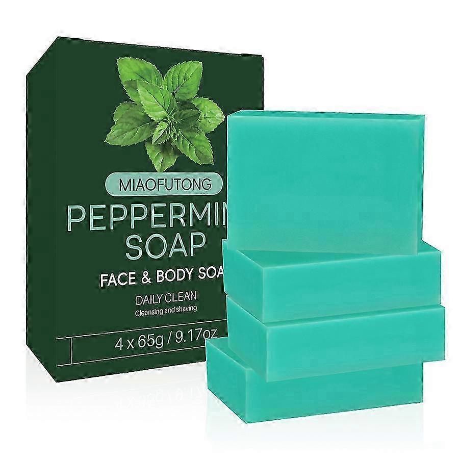 100% Pure Peppermint Soap, Face & Body Soap, Moisturizing and Refreshing Handmade Soap for Bathing,