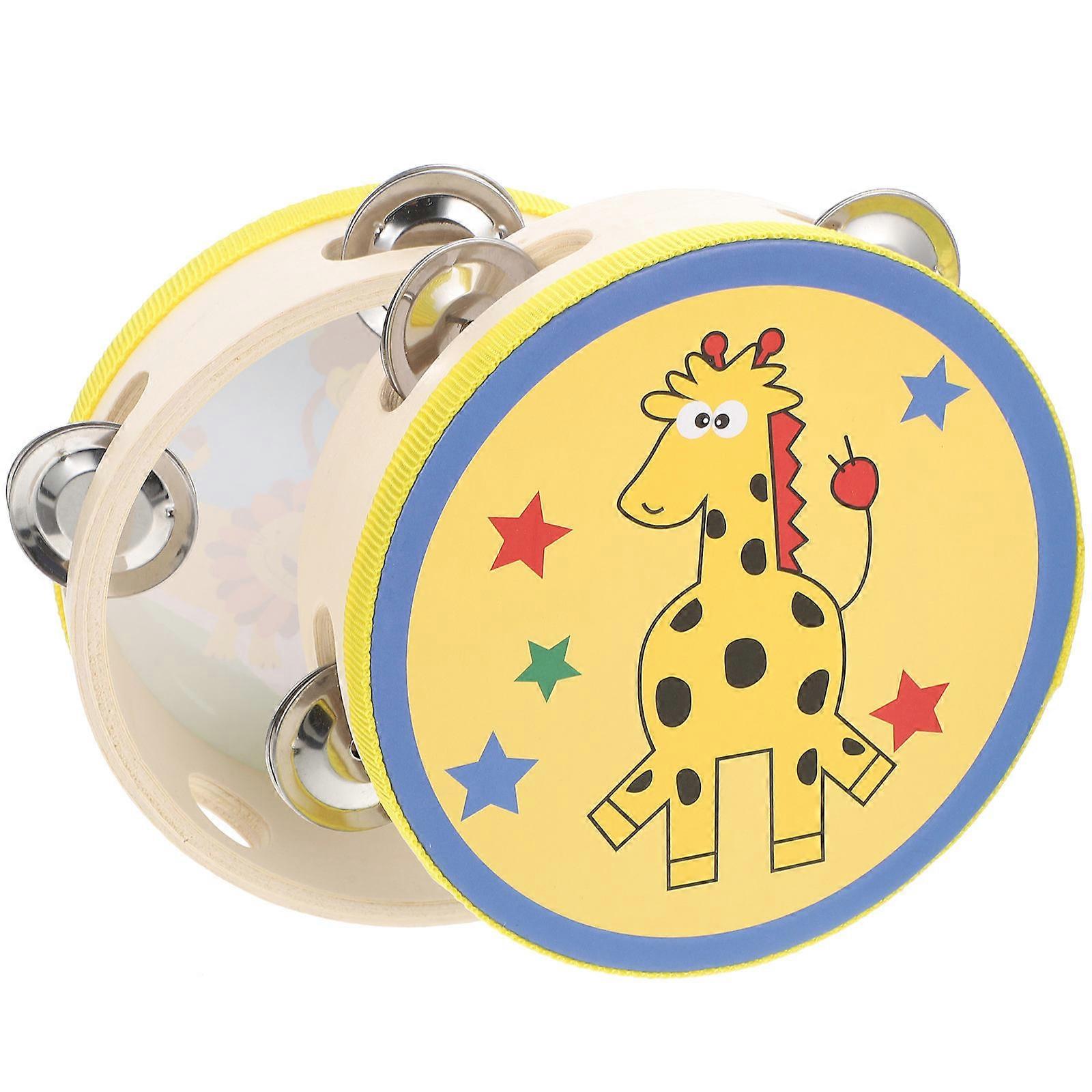 Hand Percussion Tambourine Kids Musical Instruments For Children Toddlers Cartoon Design Animal Shape Assorted Color 2Pcs