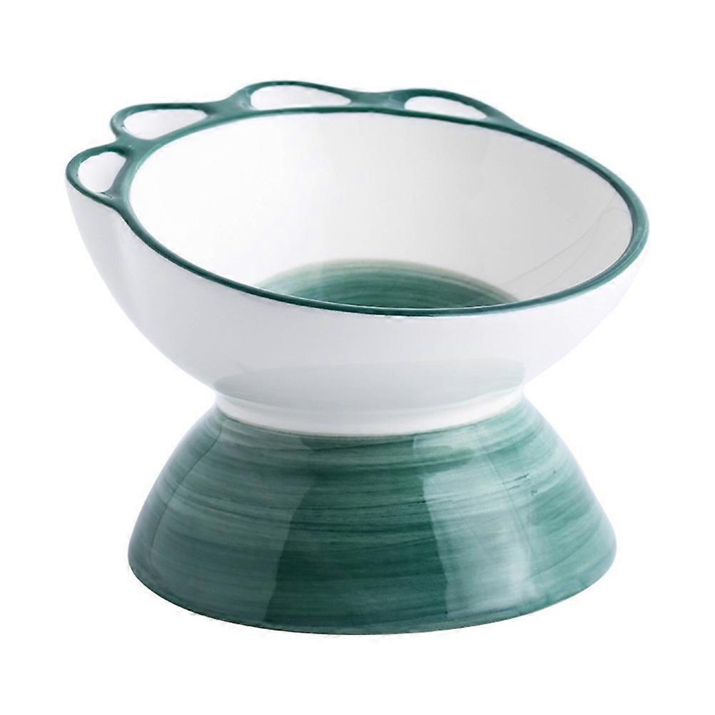 Ceramic Dinosaur Claw Pet Bowl for Cat and Dog Use Green Safe Non Slip Bottom Design 1Pc