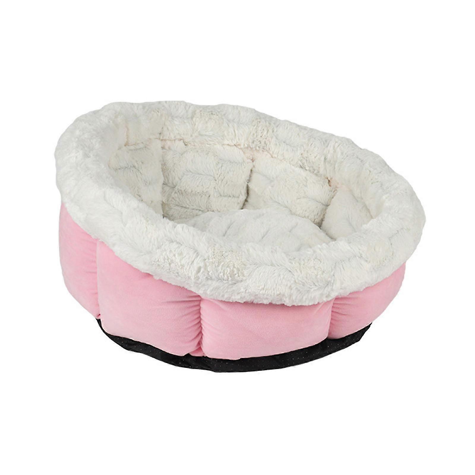 2025 Dog Bed Comfortable Round Cuddler Pet Bed Self-Warming Plush for Cat Bed Soft Calming Bed for Small Dogs Various Colors  Pink