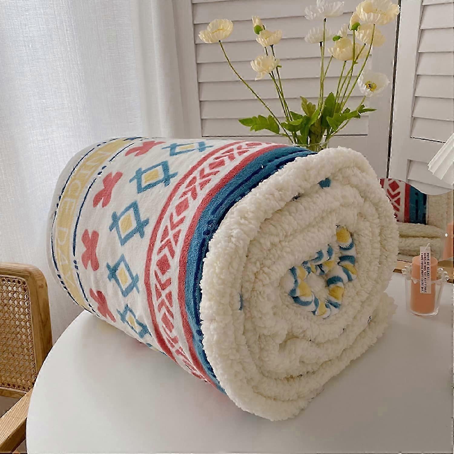 100x150cm Plaid Blanket Double Sided Winter Soft Warm Child Blue