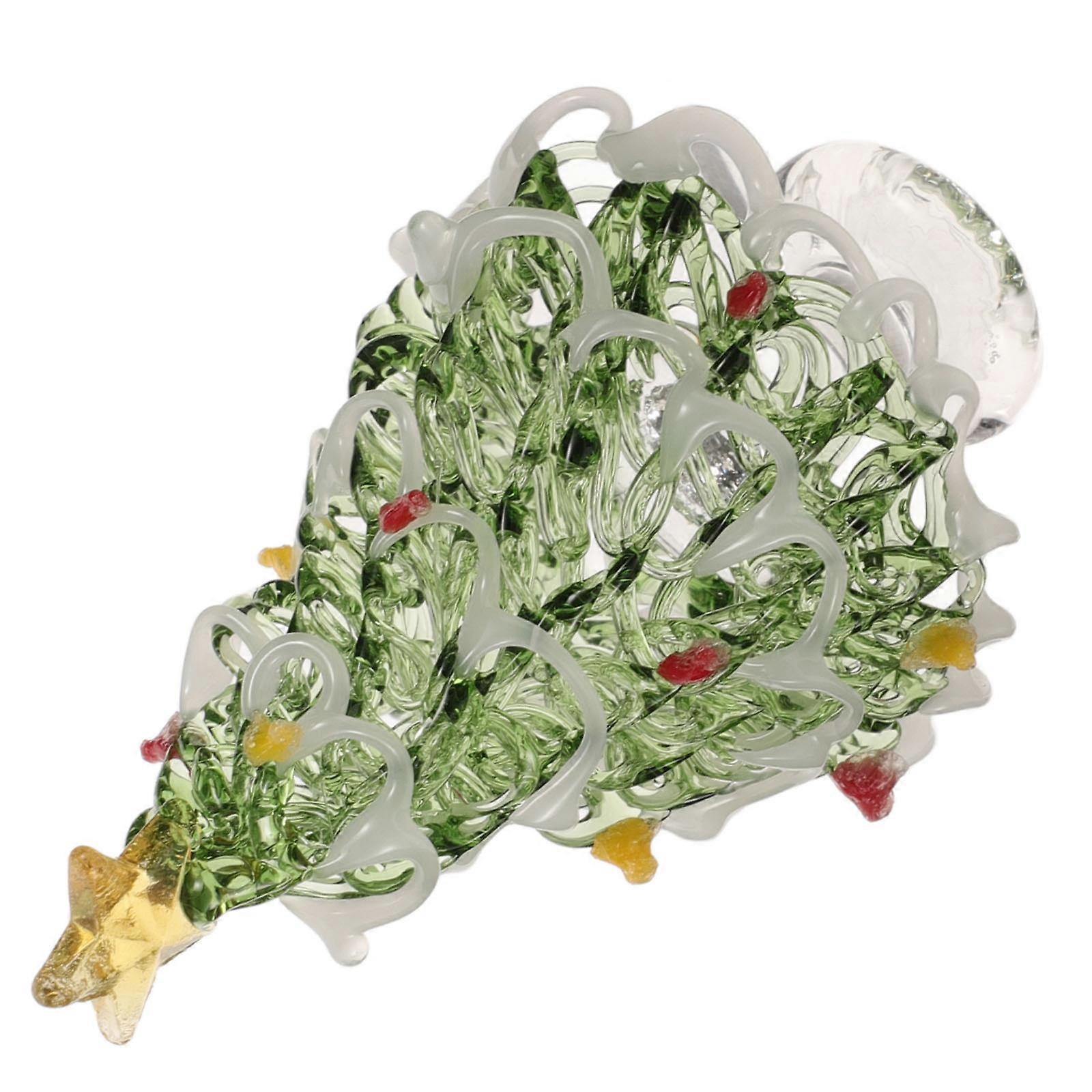 Desktop Christmas Tree Glass Ornament 8.00X5.00X5.00CM Crystal Craftsmanship 1Set