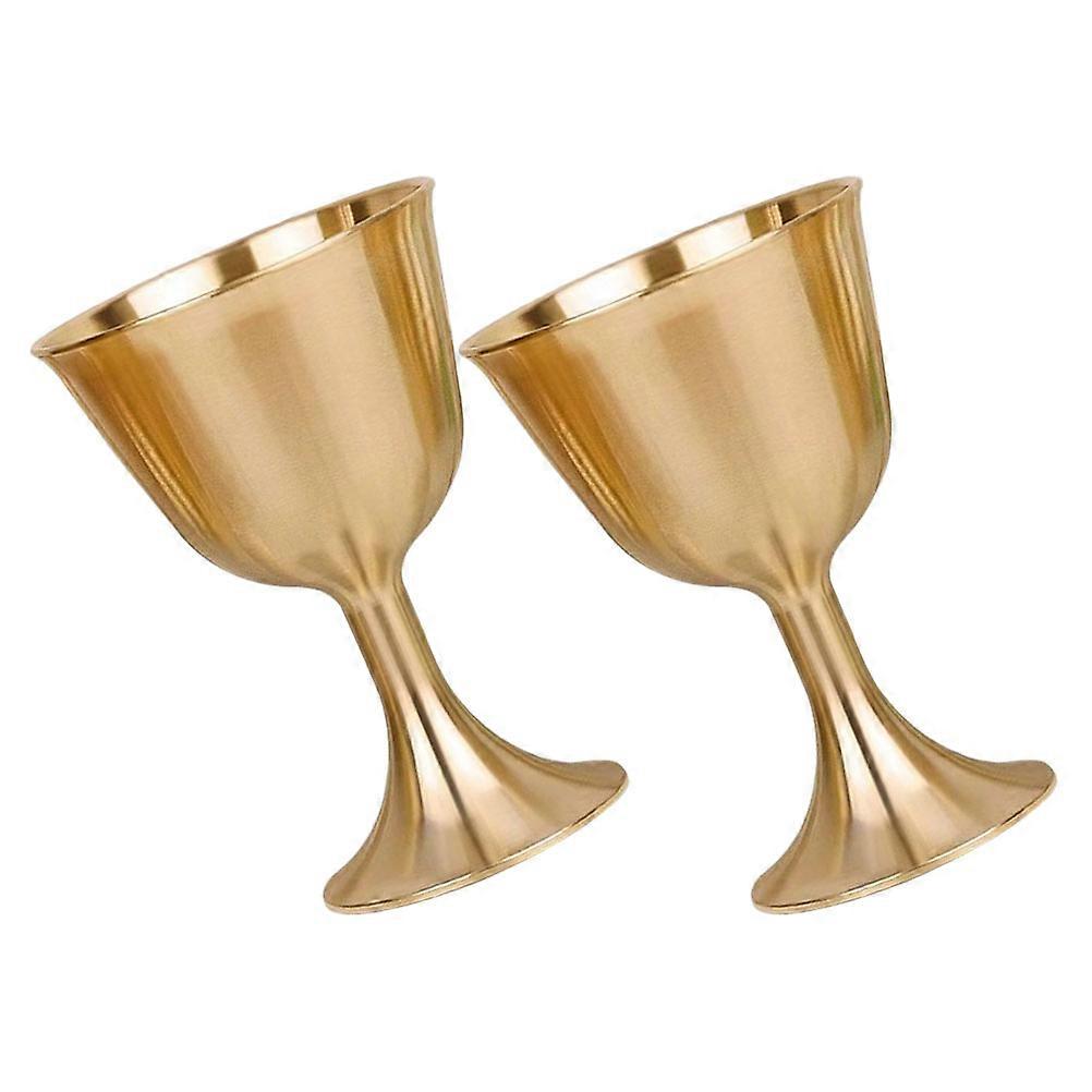 Golden Copper Cup for Buddhist Offering 2Pcs Multi-Function Household Accessory
