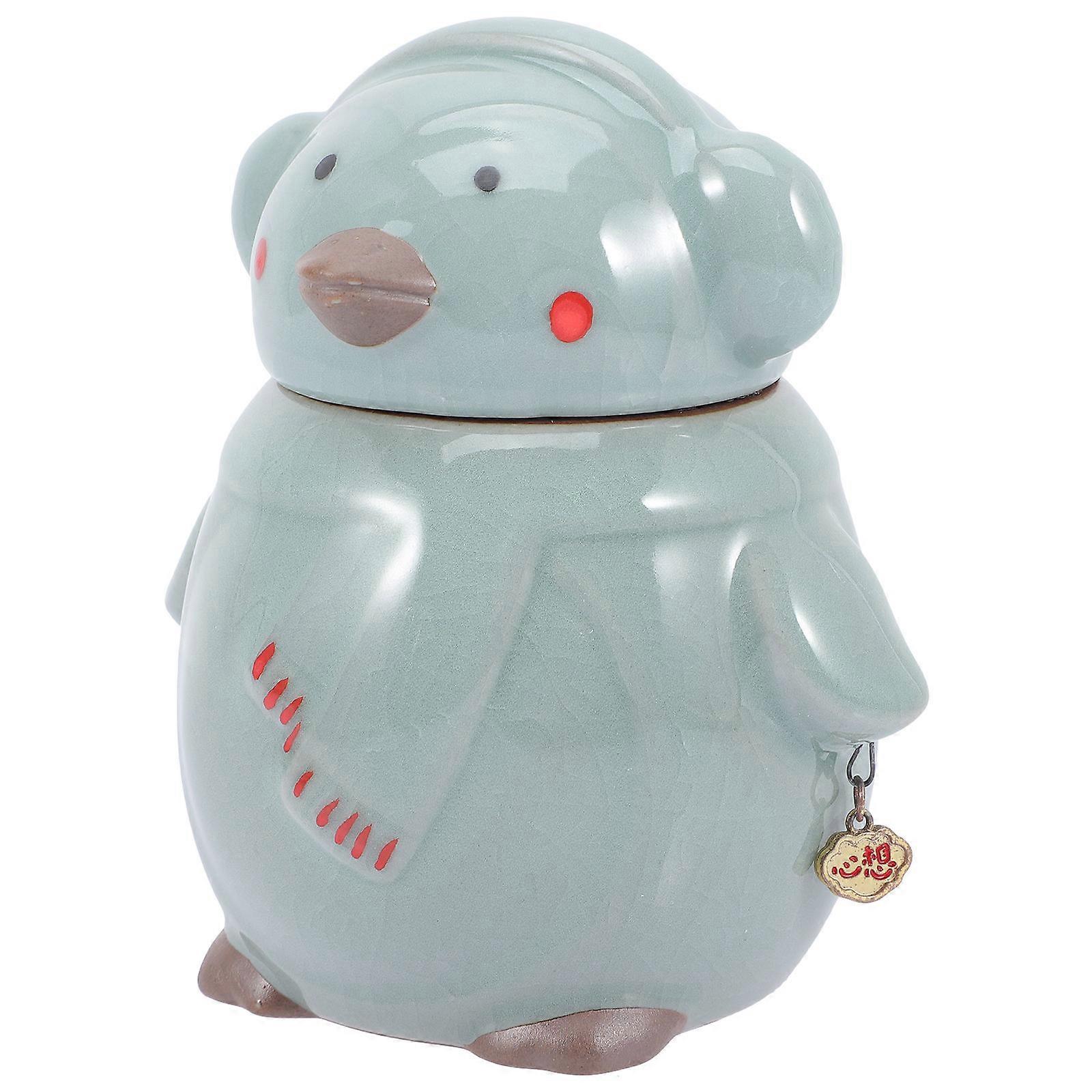 Light Green Ceramic Tea Jar for Storage with Airtight Lid and Smooth Surface 7.8 x 4.3 inches