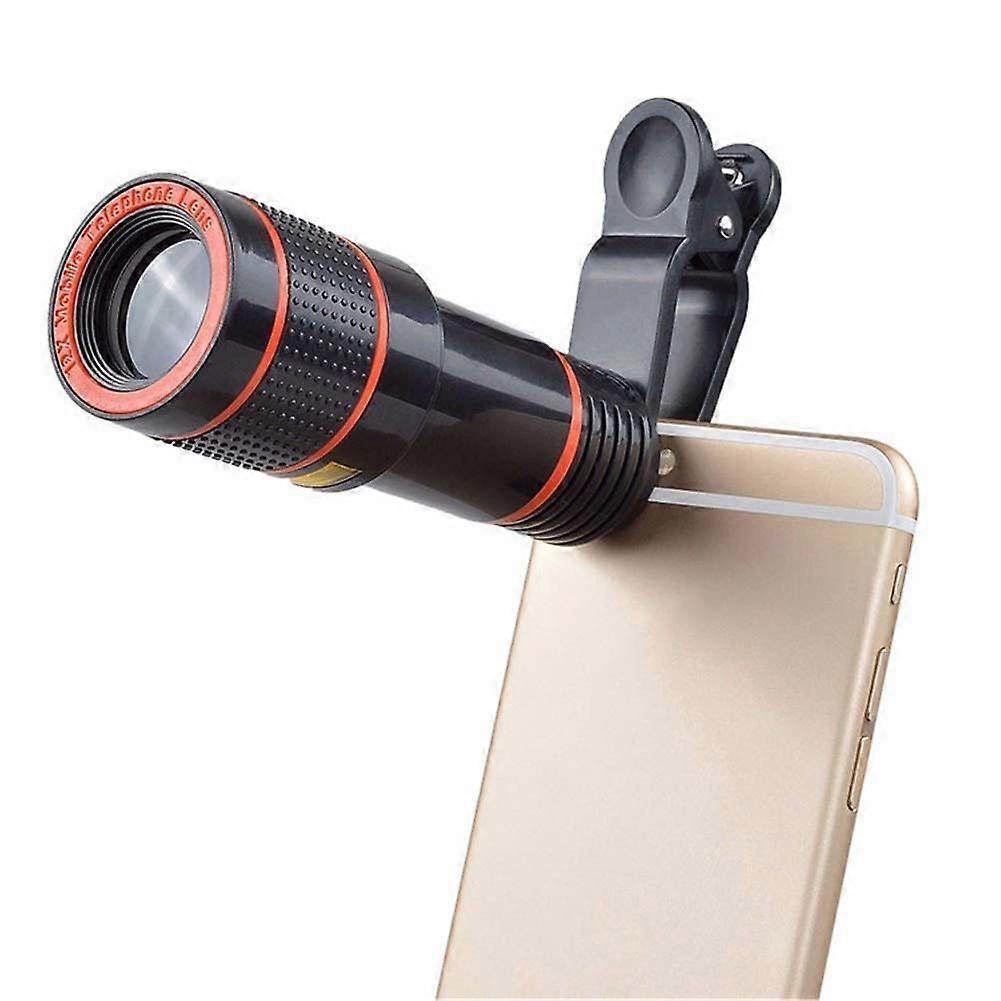 Universal 8X Telescope Binocular Optical Zoom Telescope Camera Lens Clip Mobile Phone lens For Smartphone : Black