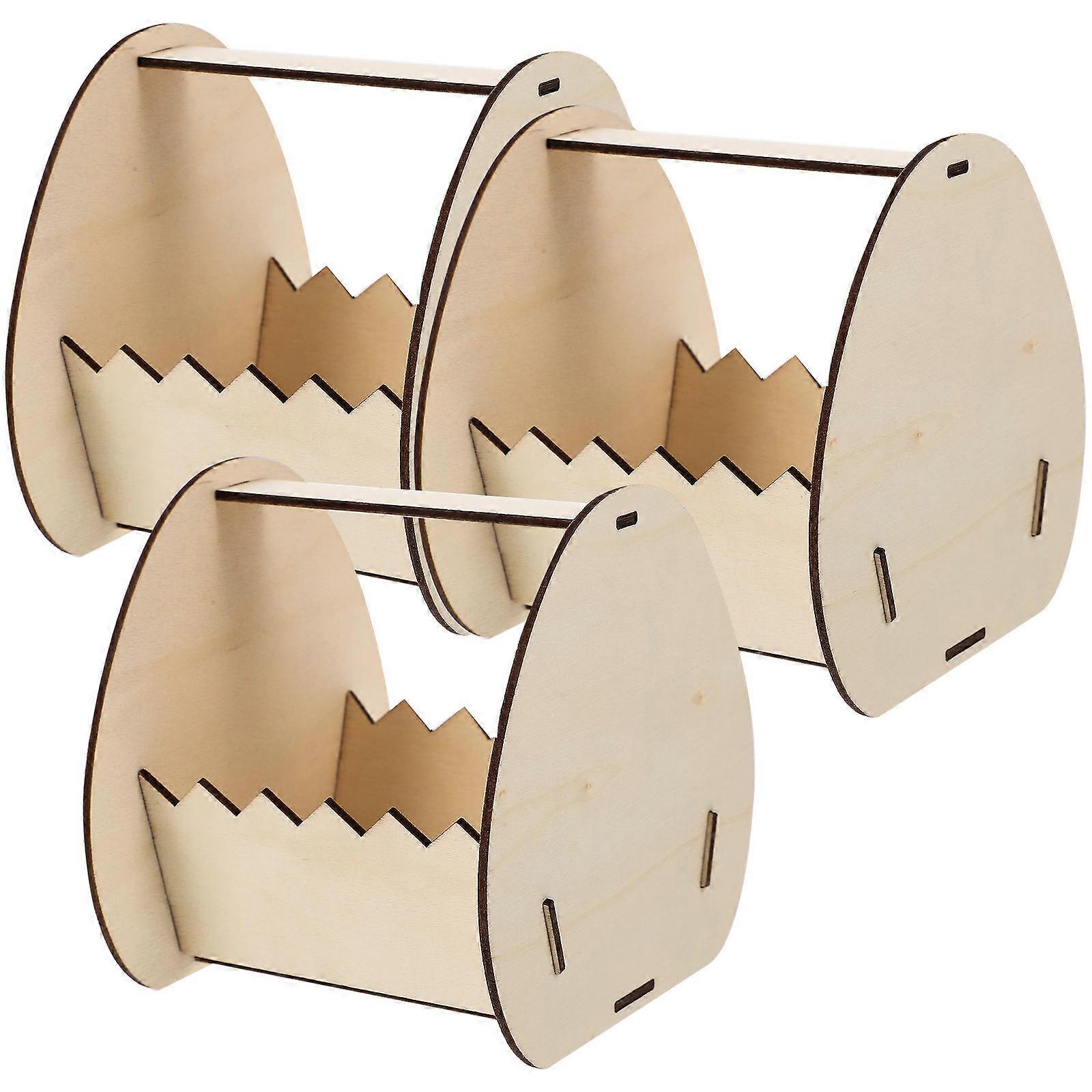Party Decorations Diy Wooden Craft Ornaments For Easter Parties Writing 4.7×4.5×4.1in 3 Sets