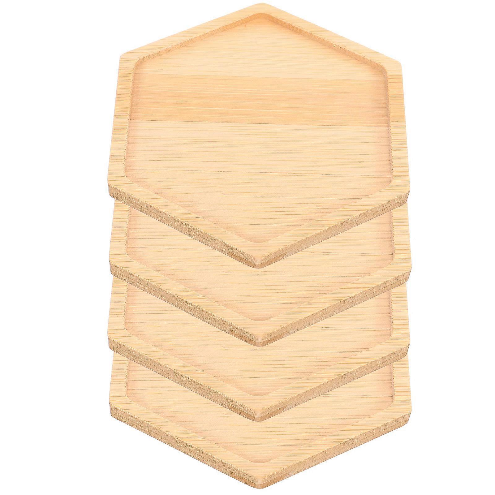 Drinks Coasters For Table Reusable Wooden Mug Pads Rustic Style Liquid Protection Garden Decor 10.10X10.10X0.80CM Heat Insulation 4Pcs