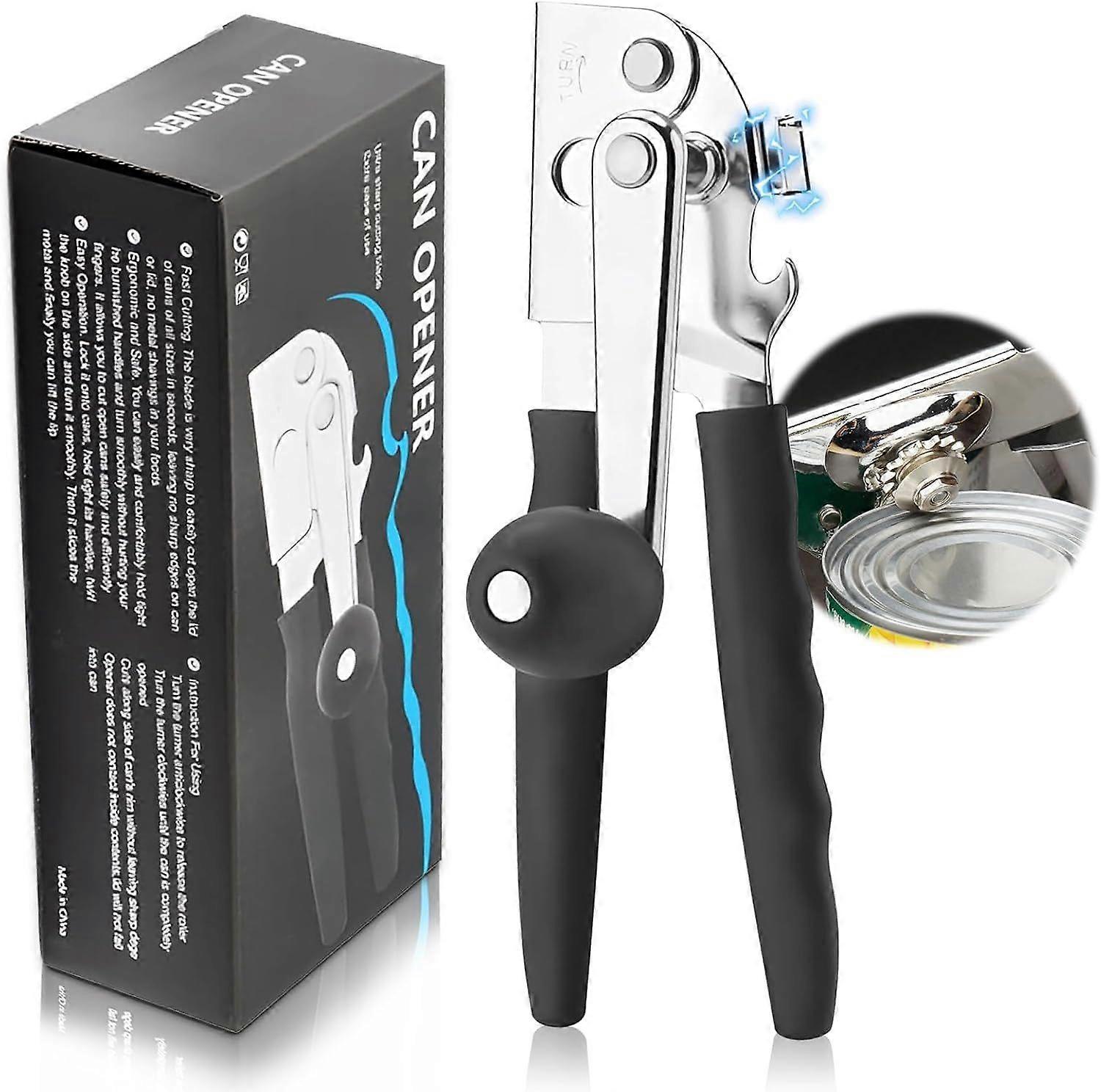 Commercial Can Opener, Hand Crank Can Opener Manual Heavy Duty with Comfortable Extra-long Handles, Oversized Knob, Large Handheld Can Open Easy for B