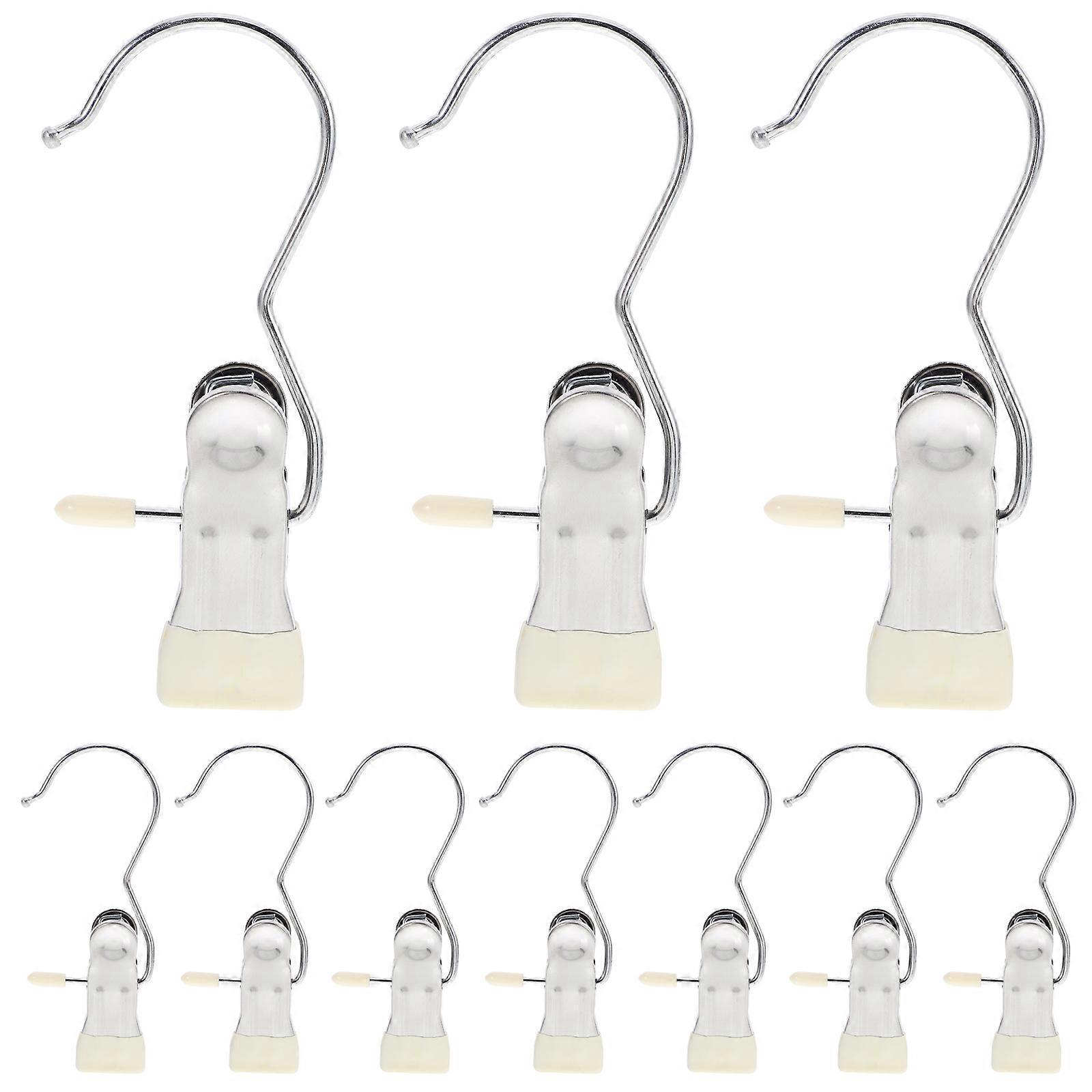 洋服クリップヘビーデューティージーンズハンガーハンギングクリップクローゼットオーガナイザーホワイト11.00X4.00X2.00CM写真ハンギング10個