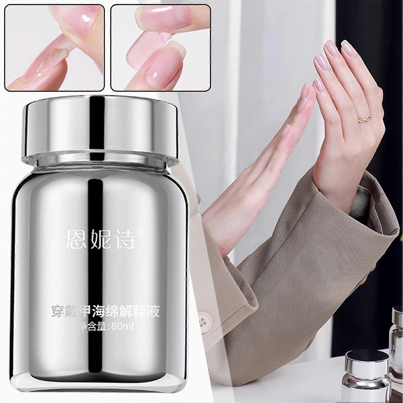 80ml Nail Glue Remover for Press-On Nails, Skin-Friendly Fast Dissolving Fake Nail Adhesive Remover