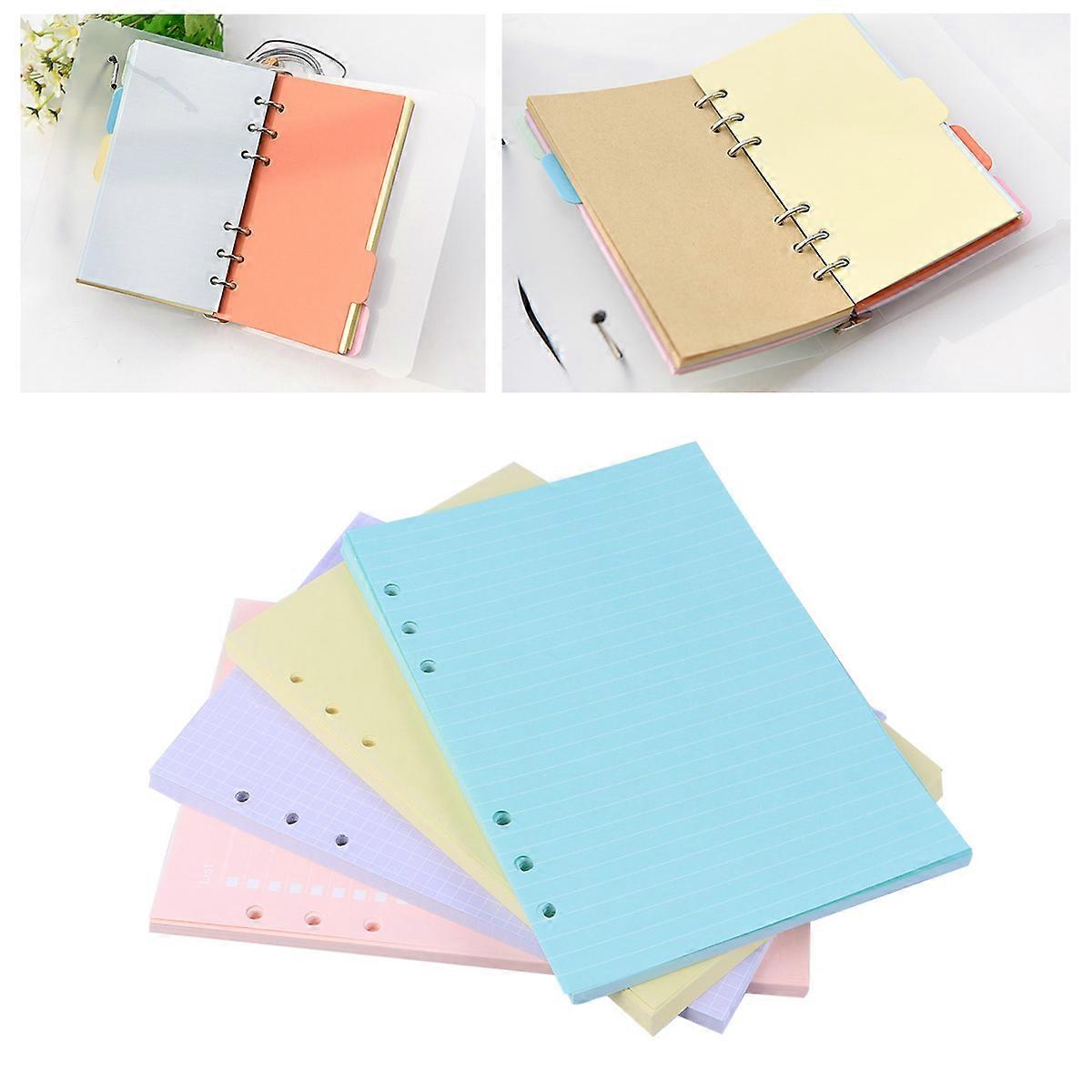 Colorful Tab Dividers for Writing Smooth Lined Notebook Paper A5 Size Six Holes Assorted Color