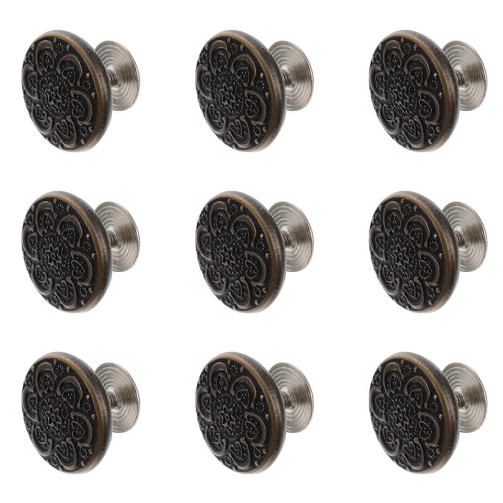 10pcs Nail-free Pants Buttons Adjustable Jeans Buckles with Alloy Material Brown Color