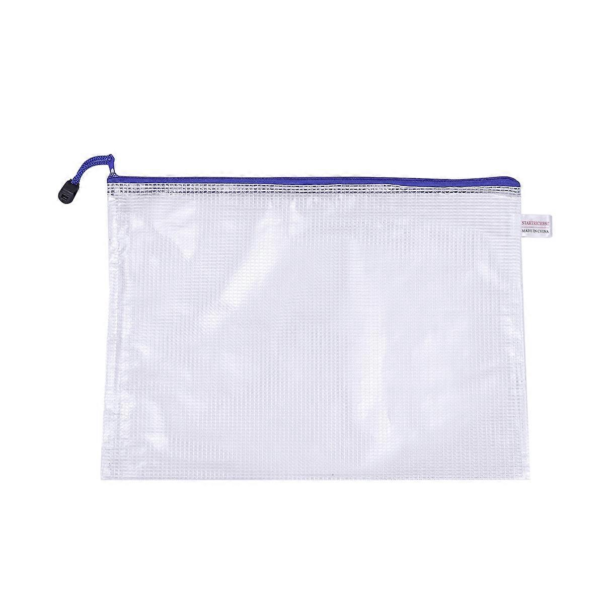 Zipper Documents Pouch Rectangular File Organizer A4 Size Plastic Pocket Folders Stationery Office Storage 12Pcs