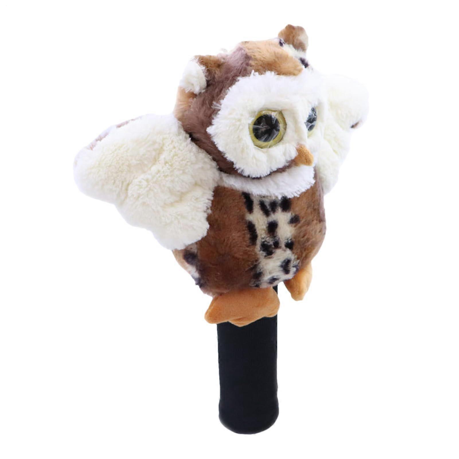 Plush Owl Racket Cover for Drivers and Fairway Woods 32x10cm Soft Brown White Animal Design Unique Fun Style