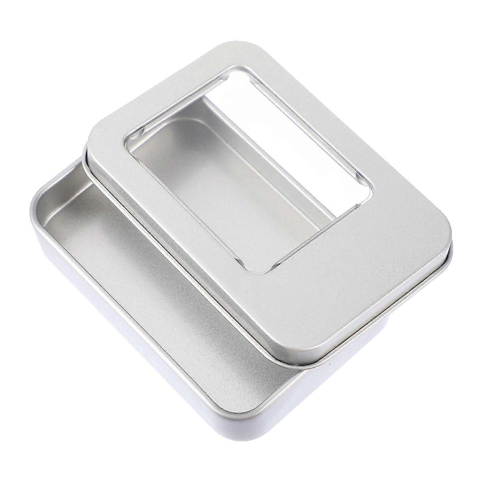 Elegant Silver USB Drive Storage Organizer Box With Window Design For Office And Home Applications Made Of Durable Tinplate Material 10Set