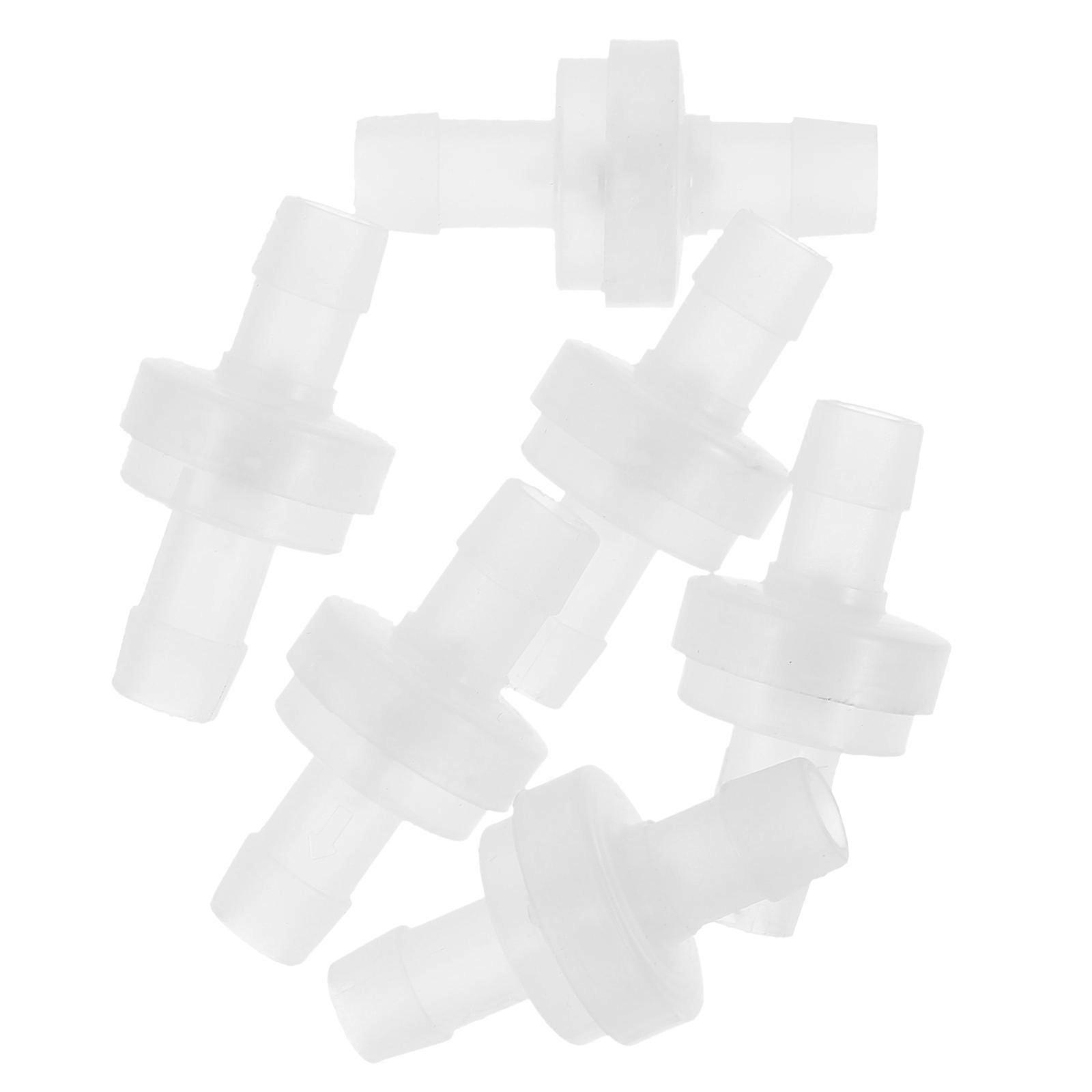 6pcs White Plastic Check Valves for Aquarium Air Pump Home Use Reliable Flow Control