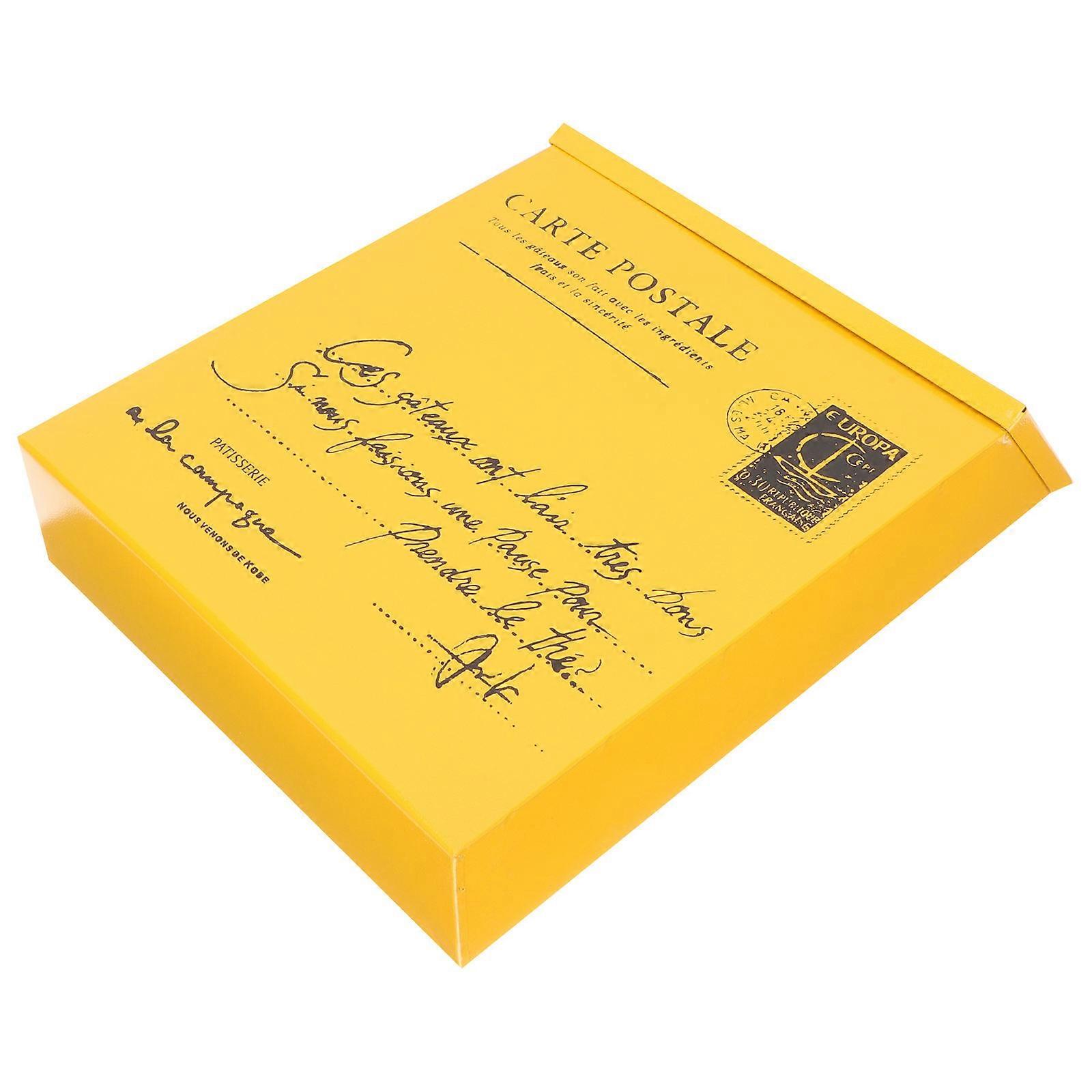 Retro Design Letter Box for Storage Use with Durable Iron Material Yellow Color Fits Wall or Garden 10.5x6x8.5 Inches