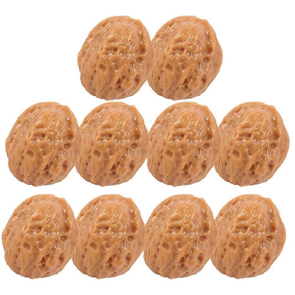 Simulation Walnut Models 10Pcs Light Brown PVC Fake Nuts for Home with Durable Lifespan Feature
