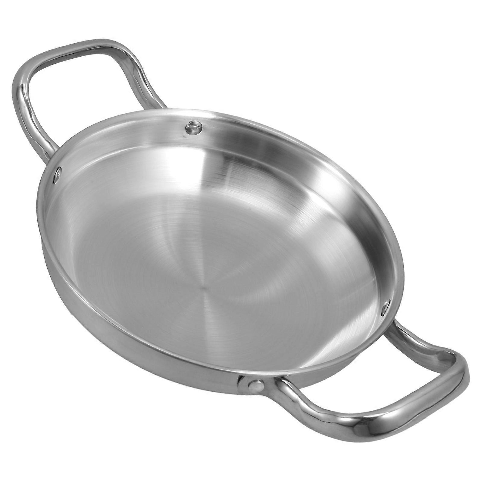 Raindrops Double Handle Wok Stainless Steel Dry Pot for Korean Noodles and Small Hot Pot