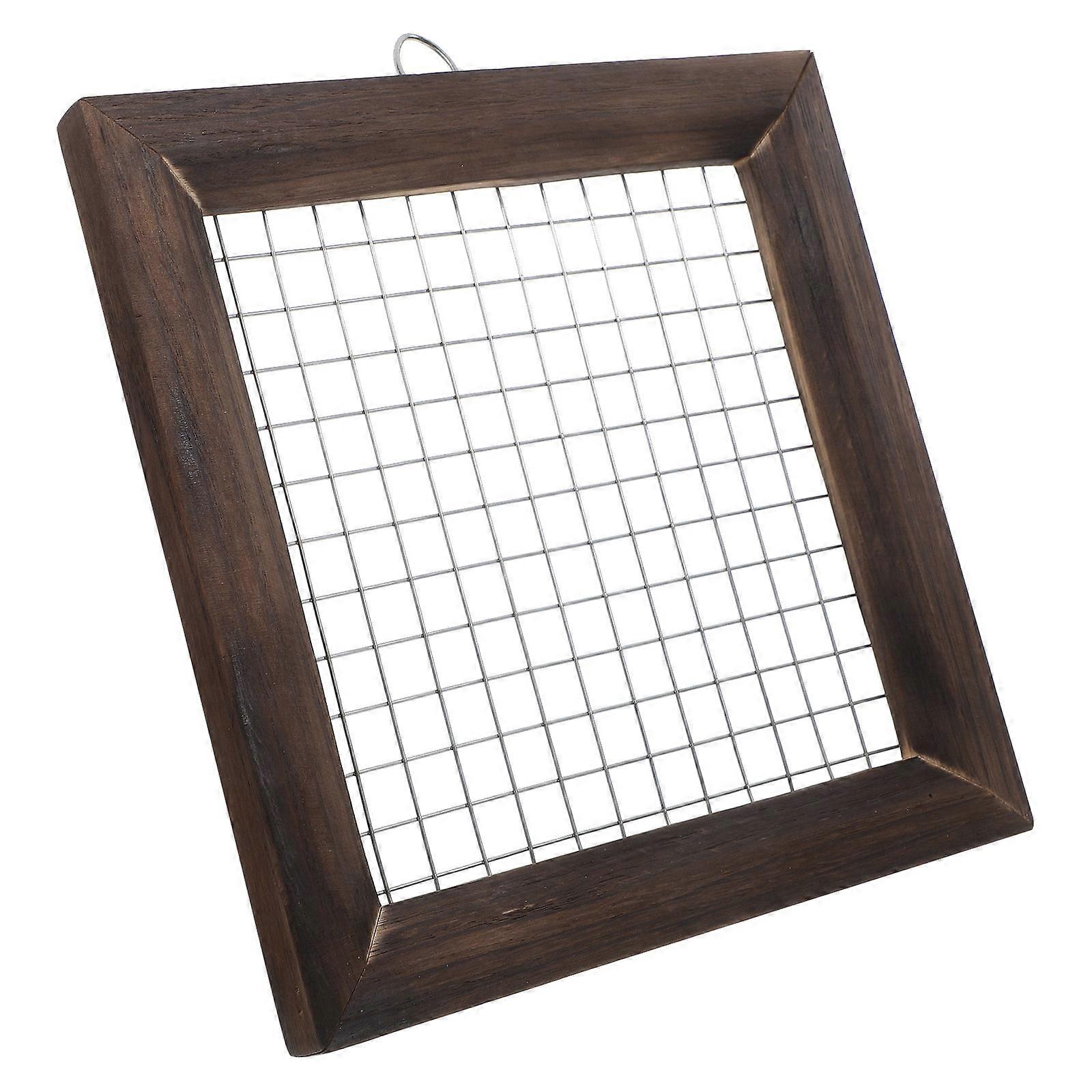 Rustic Wooden Air Plant Holder with Mesh Wall Mounted Frame for Air Plants and Staghorn Ferns – Space Saving Decor with Carbonized Design