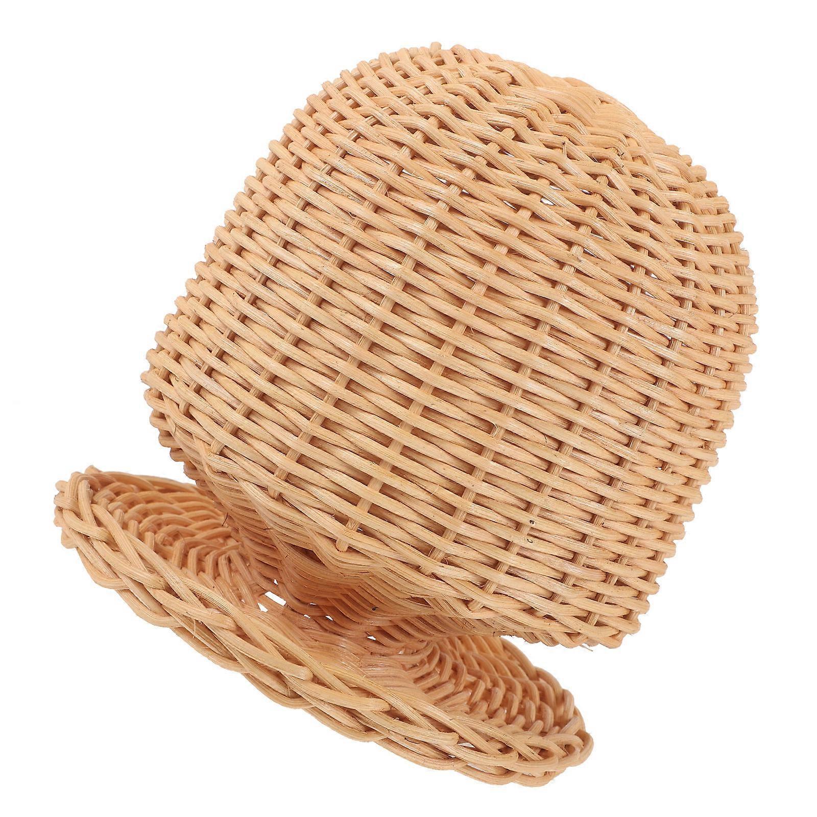 Rattan Hat Display Stand for Store Marketing Light Brown and Practical 7.5 Inches