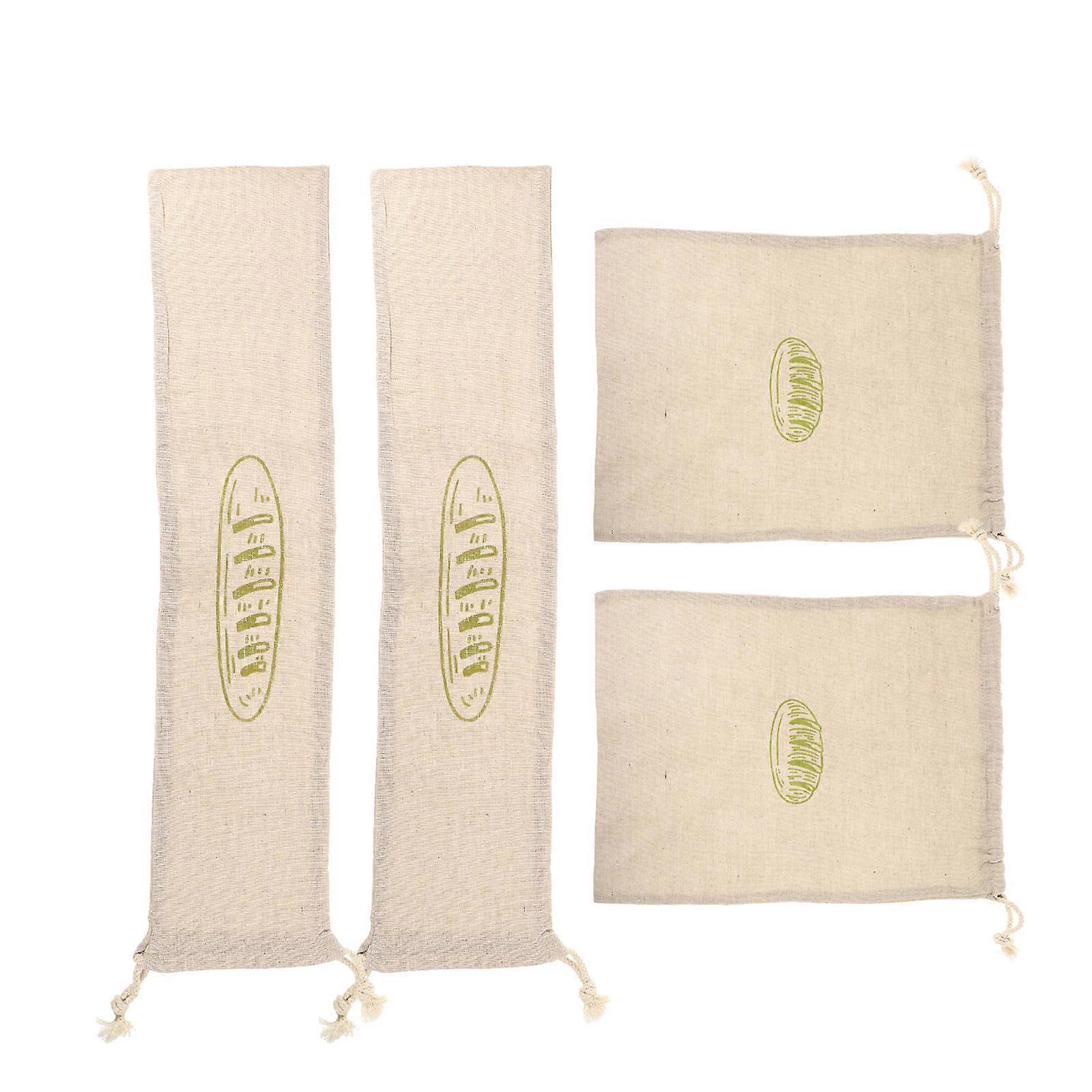 Reusable Storage Bags Drawstring Bread Bags Portable Snacks Holders Green 40x30cm Dust-Proof