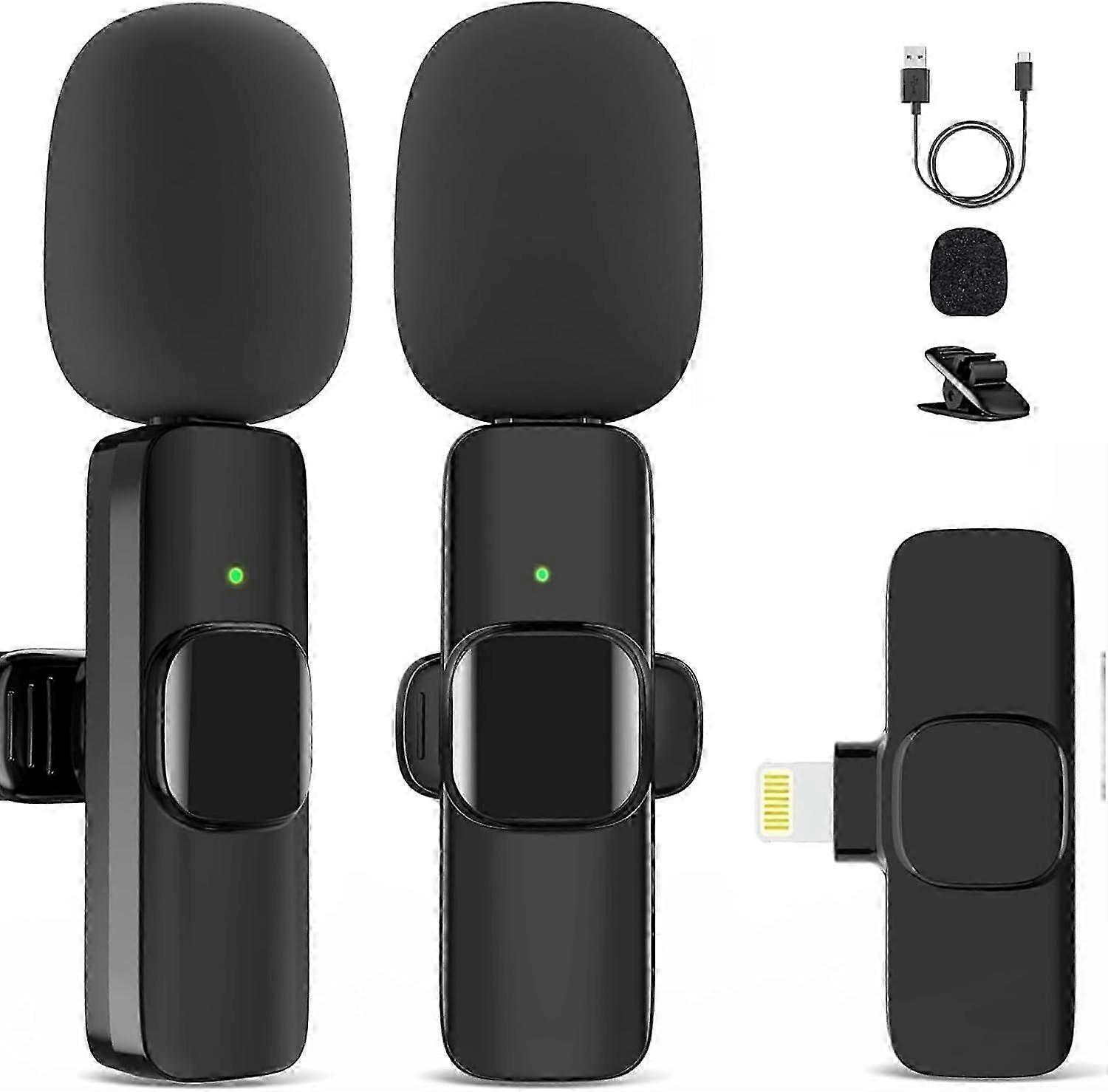 Microphone for iPhone, 2-pack wireless microphone, mini microphone, lavalier