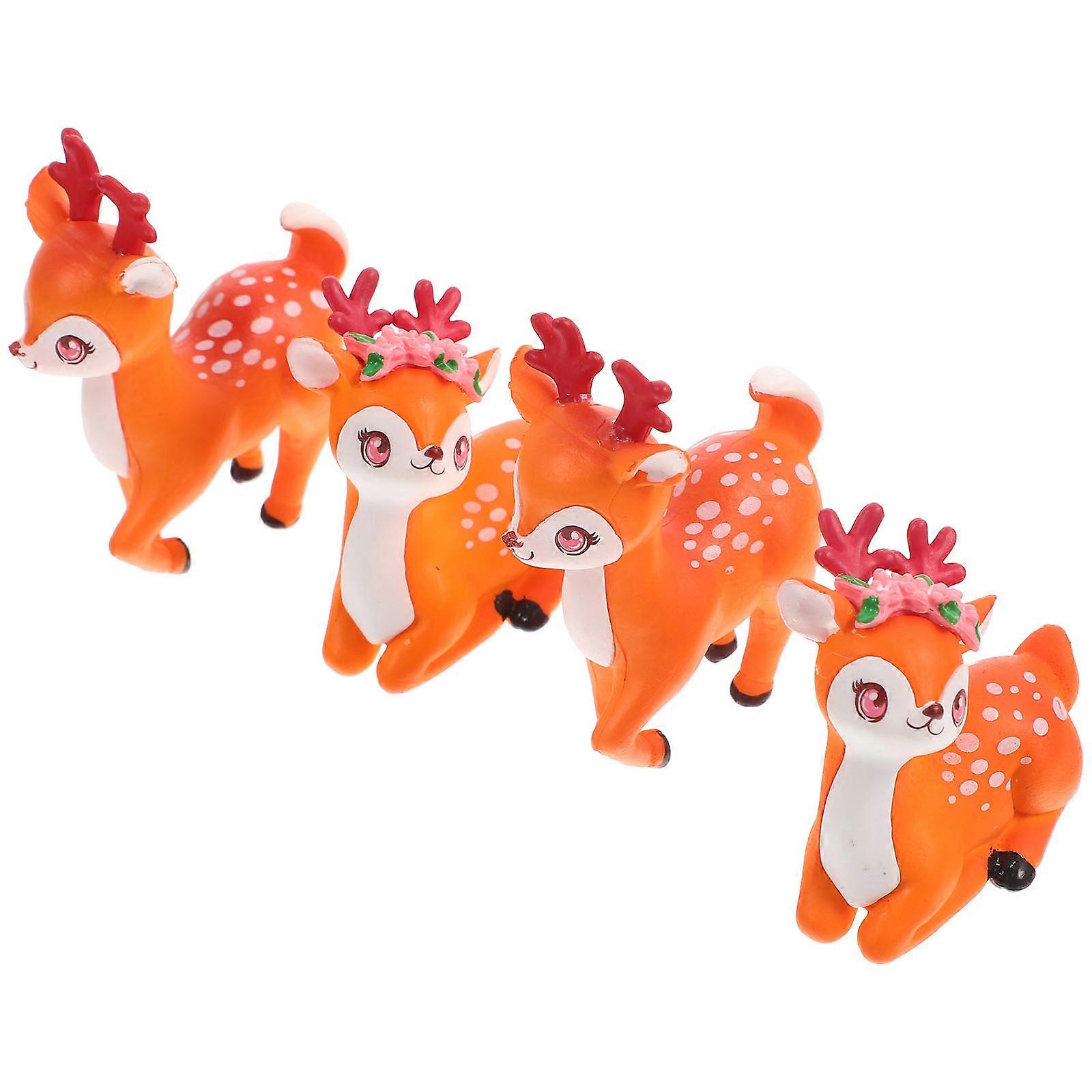 DIY Deer Statues 4Pcs Miniature Deer Statues Flowerpot Decoration 4.00X2.00X3.50CM Delicate And Compact For Collectors