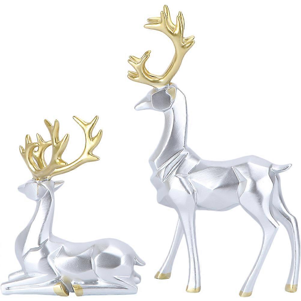 2pcs Reindeer Deer Figurines Resin Christmas Decoration Desktop Decorations