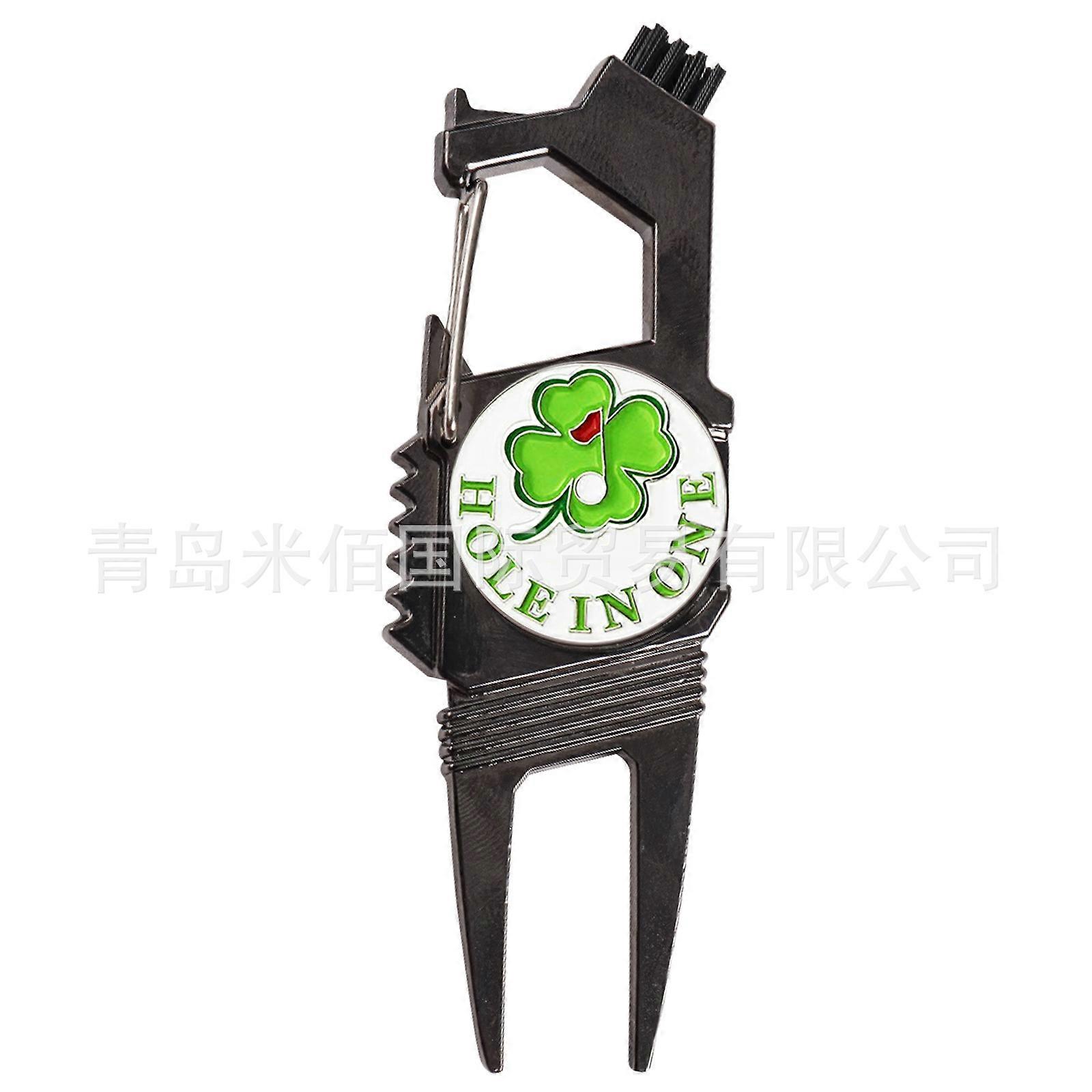 Green fork + four-leaf clover ball marker StevePrice Golf Golf Divot Tool. Novelty