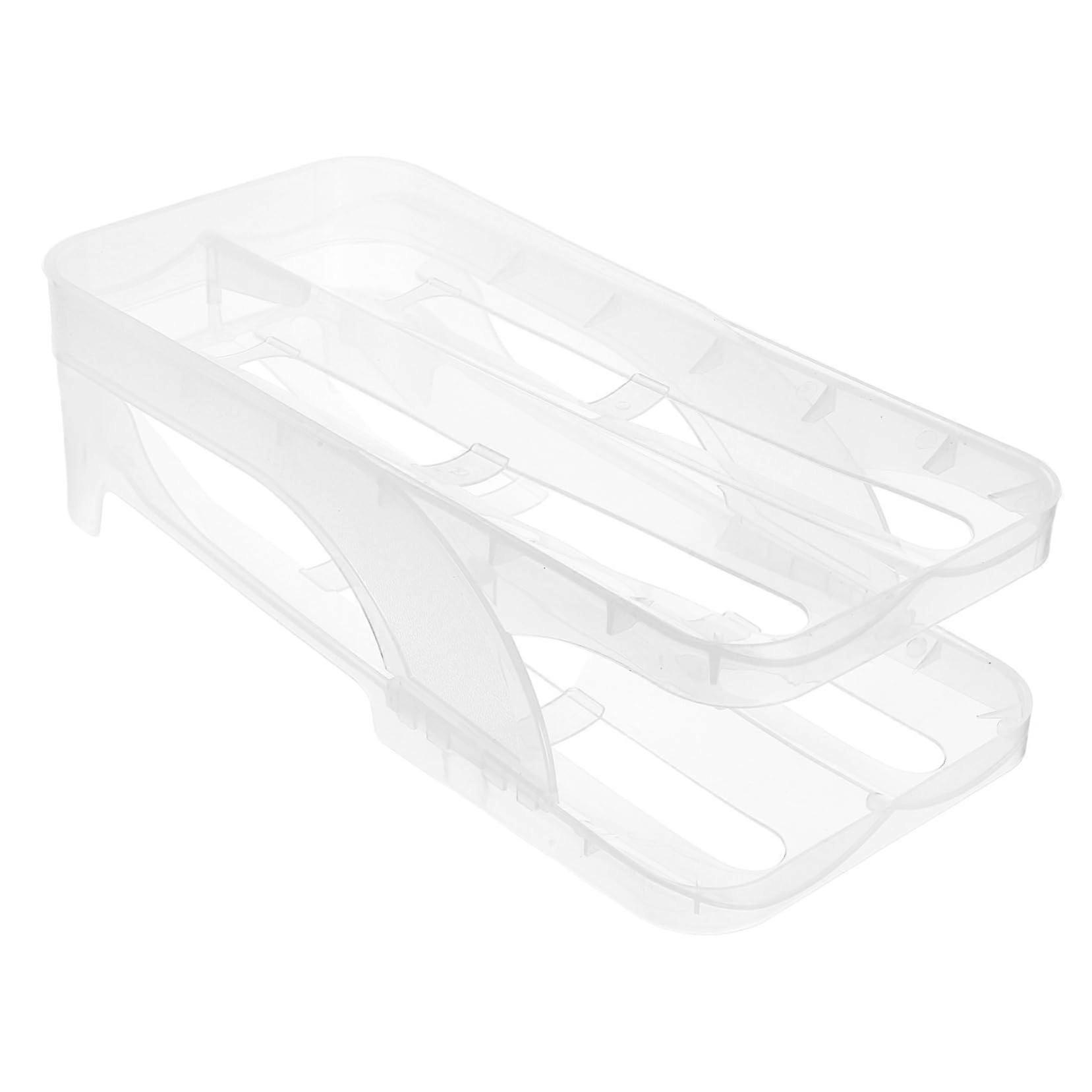 Egg Holder for Refrigerator Double-Stack Automatic Egg Dispenser Clear Organizer for Fresh Eggs Kitchen Storage