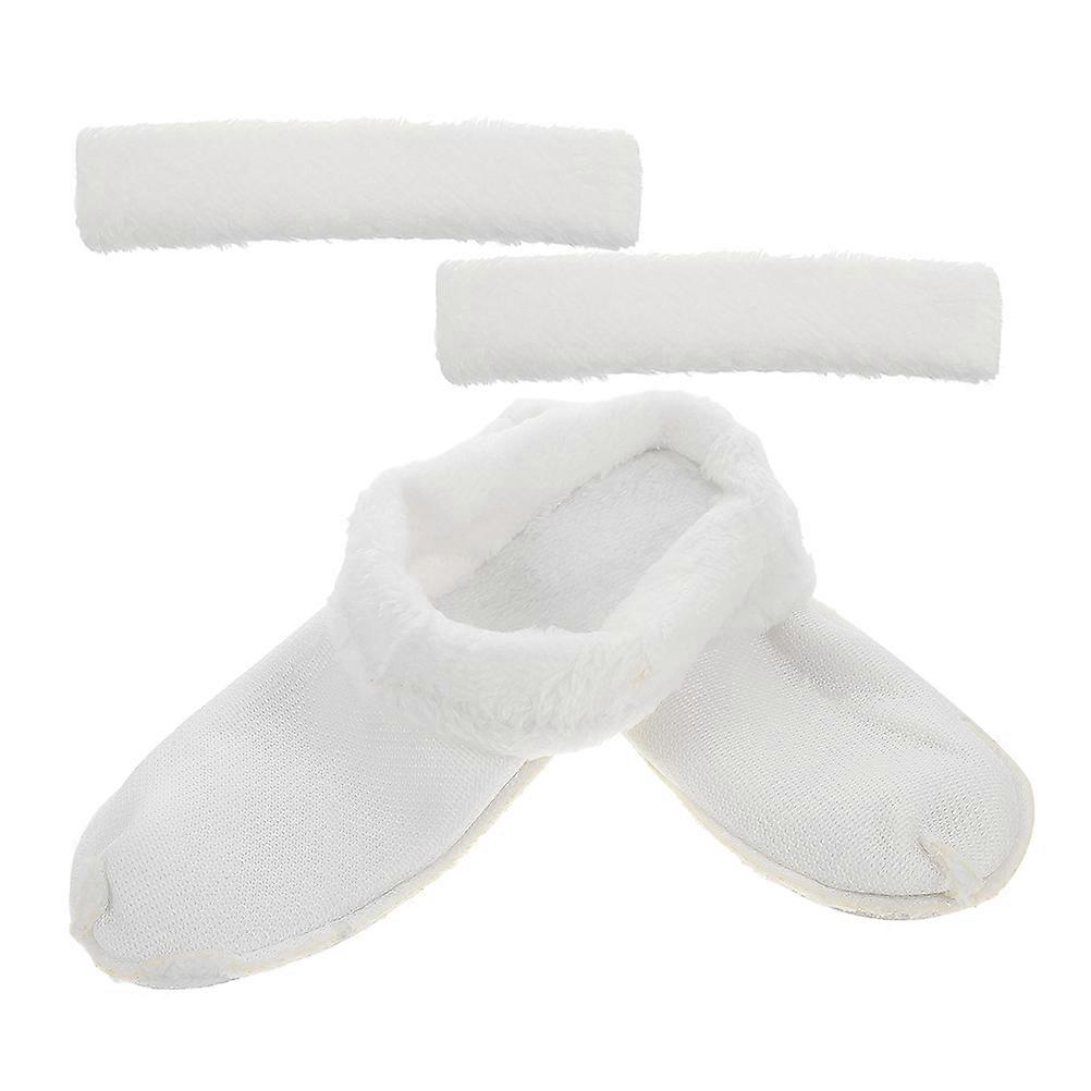 Thick Cotton Slippers 1 Set With Band Cover For Indoor Comfort White Size 38-39 Warmth Insulation